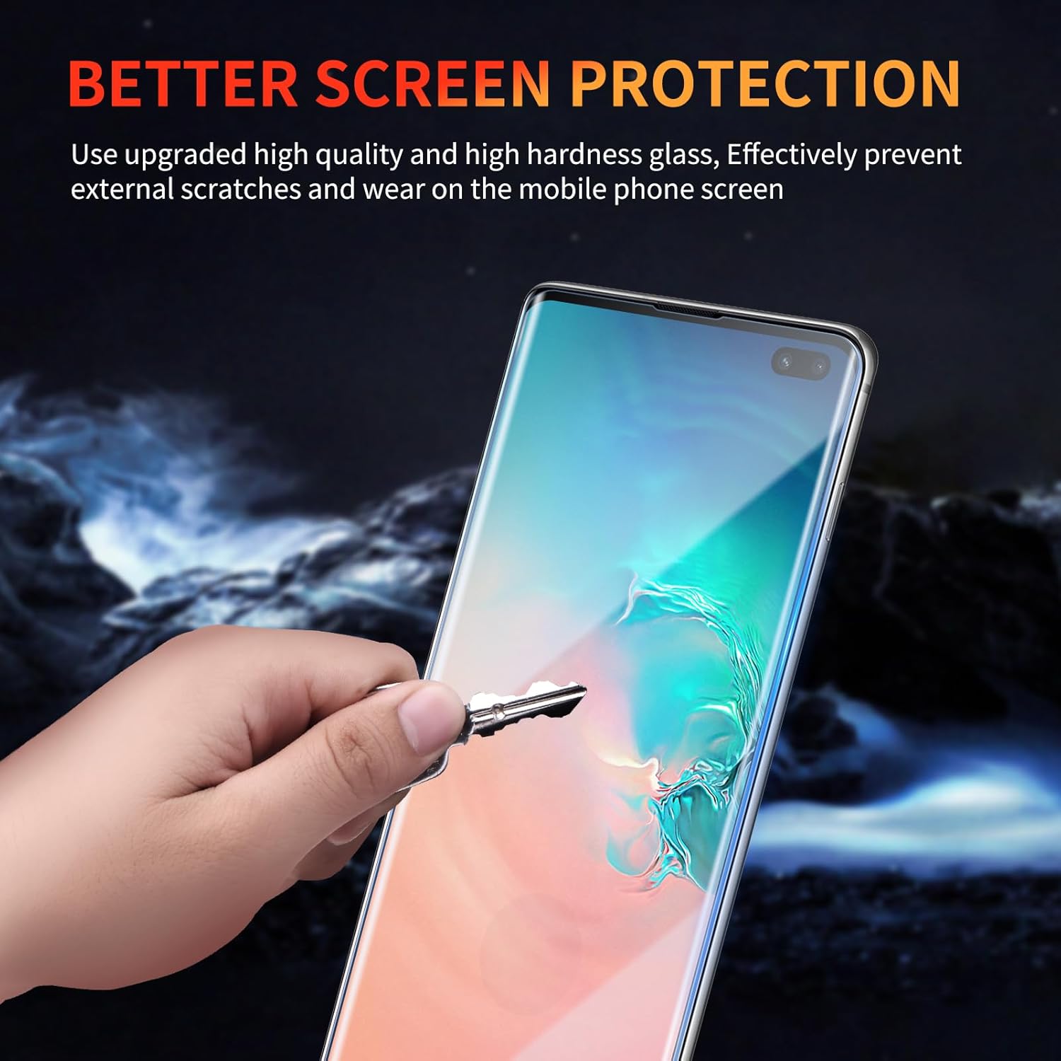 Lot de 2 protecteurs d'écran pour Samsung Galaxy S10/S10 Plus 6,4 pouces avec 2 protecteurs d'objectif d'appareil photo, film en verre trempé incurvé 3D anti-rayures, dureté 9H, transparent HD, compatible avec les étuis