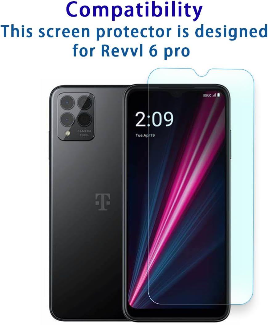 Tempered Glass Screen Protector Designed for T-Mobile Revvl 6 Pro 5G, Smartphone Tempered Film, HD, 9H Hardness, Anti-scratch, Touch Sensitive, Drop-protection · v2