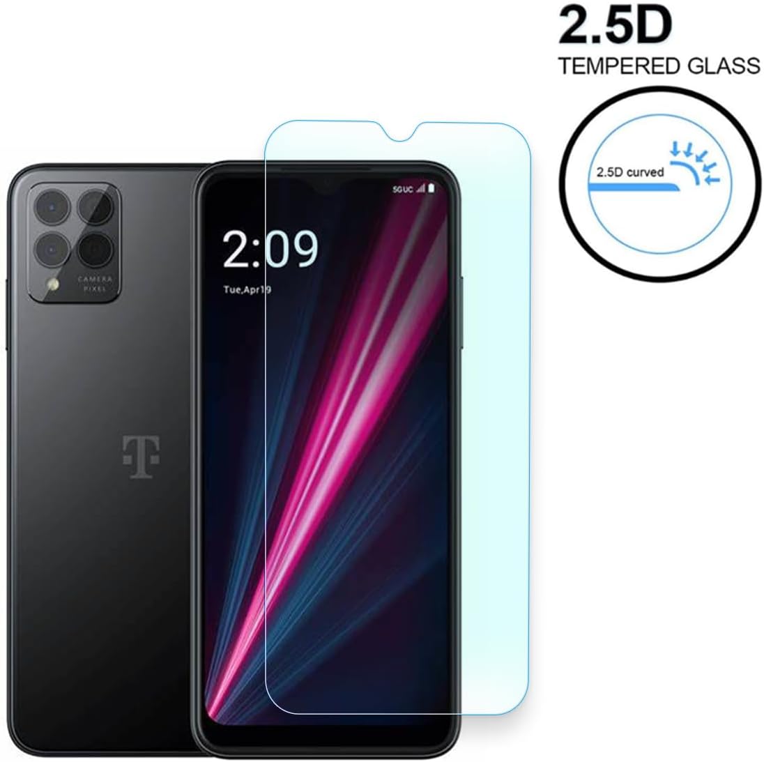 Tempered Glass Screen Protector Designed for T-Mobile Revvl 6 Pro 5G, Smartphone Tempered Film, HD, 9H Hardness, Anti-scratch, Touch Sensitive, Drop-protection · v2