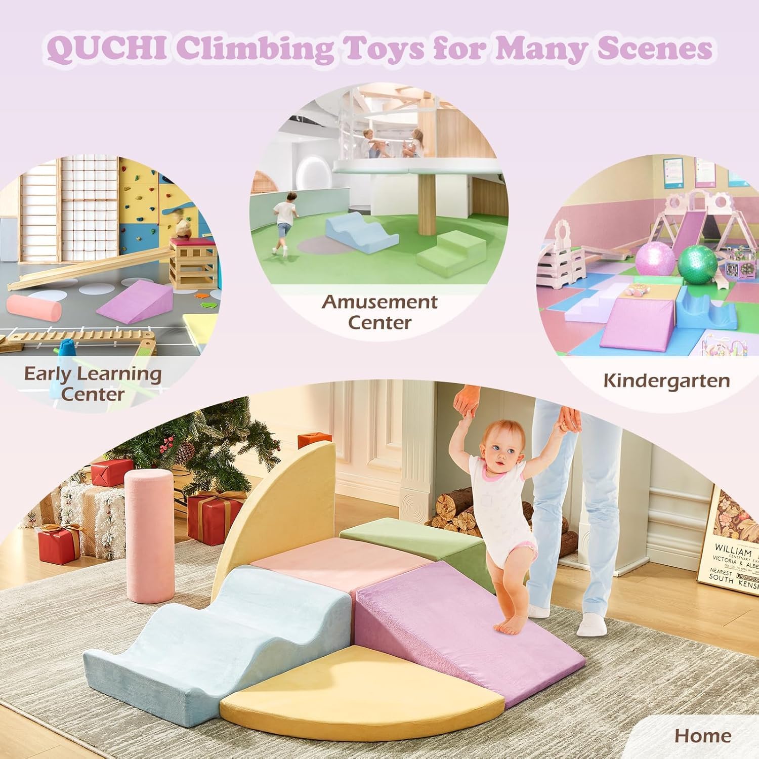 Climbing Toys for Toddlers, Toddler Climbing Toys Indoor, 7-Piece Soft Foam Climbing Blocks Set, Toddler Playtime Corner Climber Indoor Foam Play Gym for Climbing Crawling and Sliding · v4