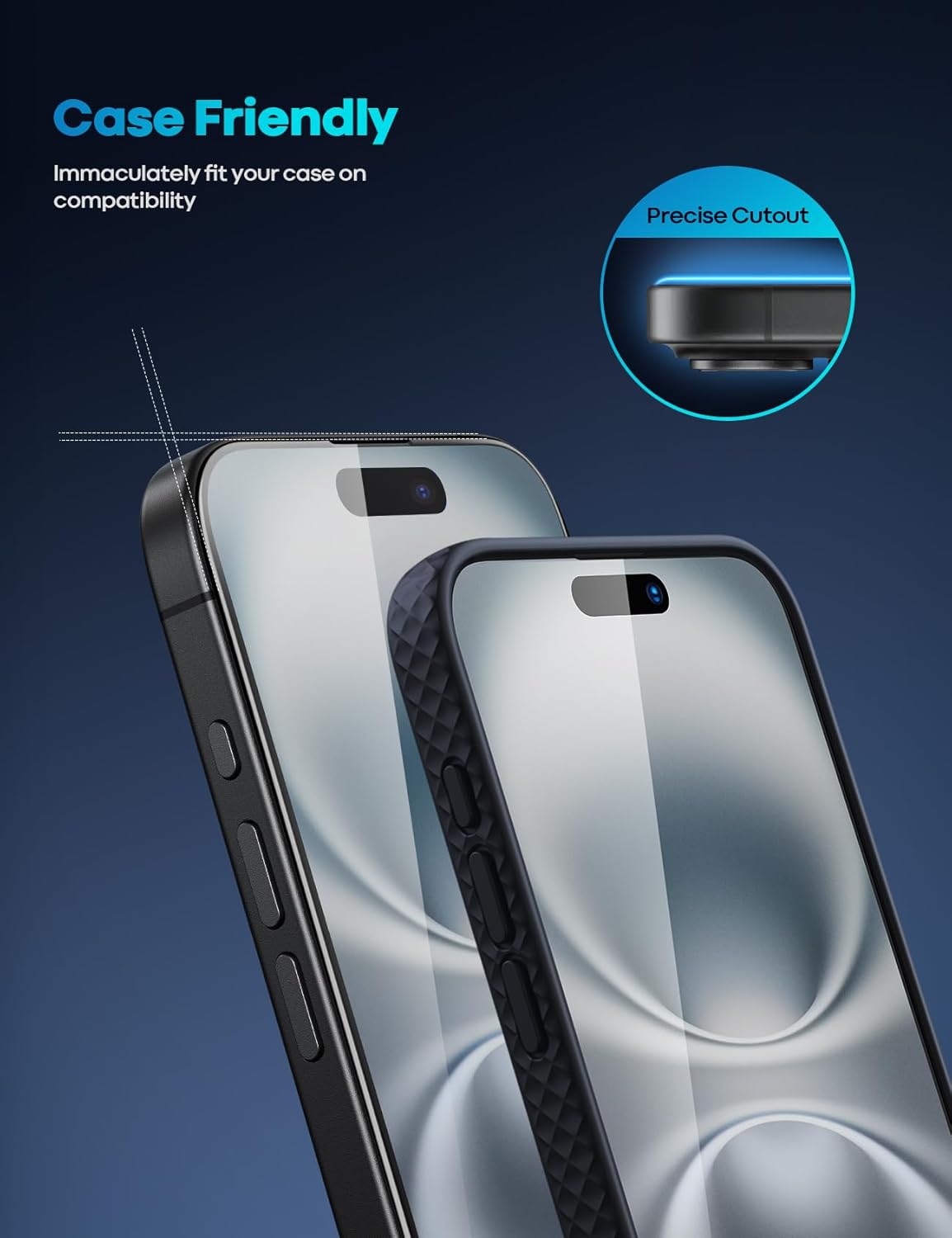 Lamicall Displayschutz für iPhone 16/15 (6.1), [Top 9H Hartglasfolie], einfach ausrichtbarer Rahmen, resistent gegen Fingerabdrücke, keine Blasen, HD Clear für iPhone 16, gehärtetes Glas — [2er-Pack]