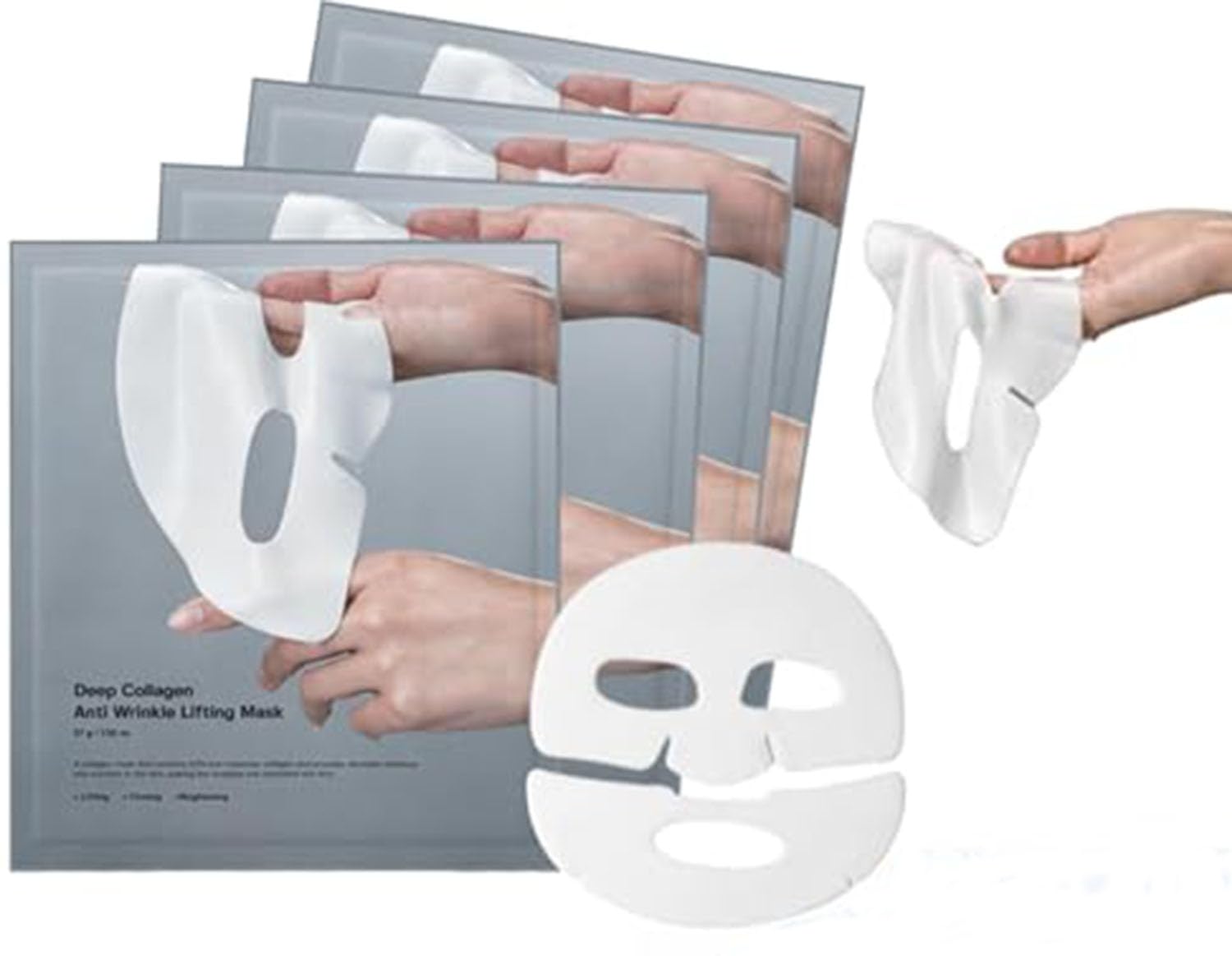4Packs Rosemine Deep Collagen Anti-Wrinkle Lifting Overnight Mask Facial sheet masks with low molecular weight collagen for lifting, firming, and moisturizing