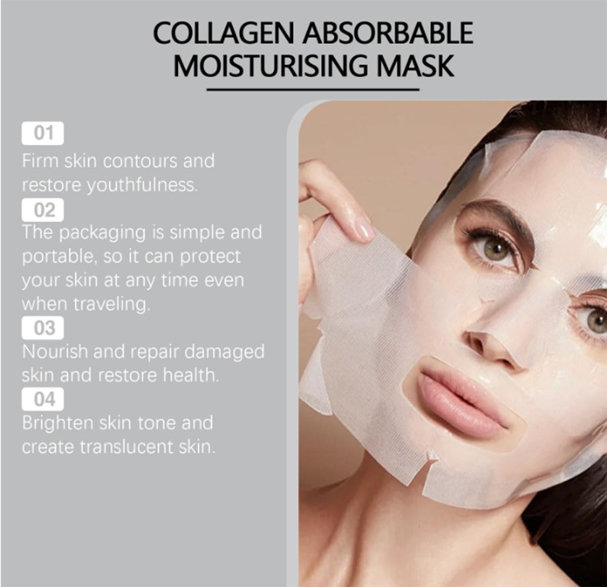 4Packs Rosemine Deep Collagen Anti-Wrinkle Lifting Overnight Mask Facial sheet masks with low molecular weight collagen for lifting, firming, and moisturizing