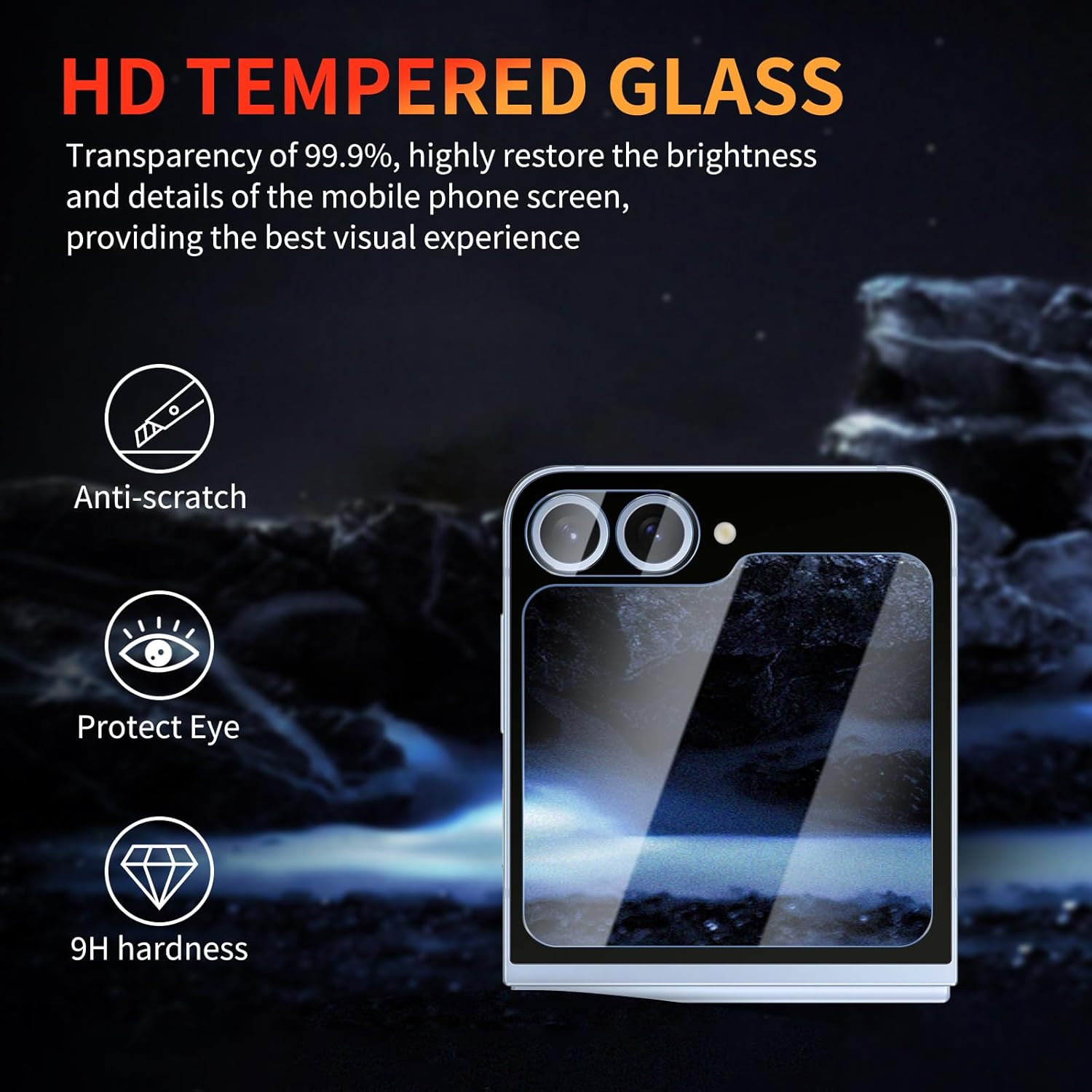 3 Pack Screen Protector for Samsung Galaxy Z Flip 6 6.7 inch with 3 Pack Camera Lens Protector, Tempered Glass Film Anti Scratch, 9H Hardness, HD Clear, Case Friendly