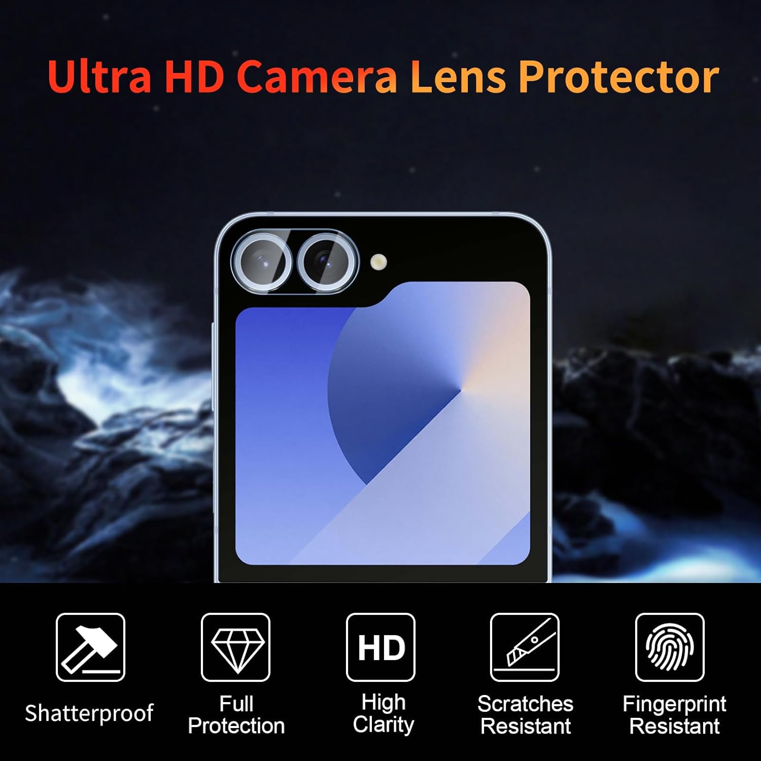 3 Pack Screen Protector for Samsung Galaxy Z Flip 6 6.7 inch with 3 Pack Camera Lens Protector, Tempered Glass Film Anti Scratch, 9H Hardness, HD Clear, Case Friendly