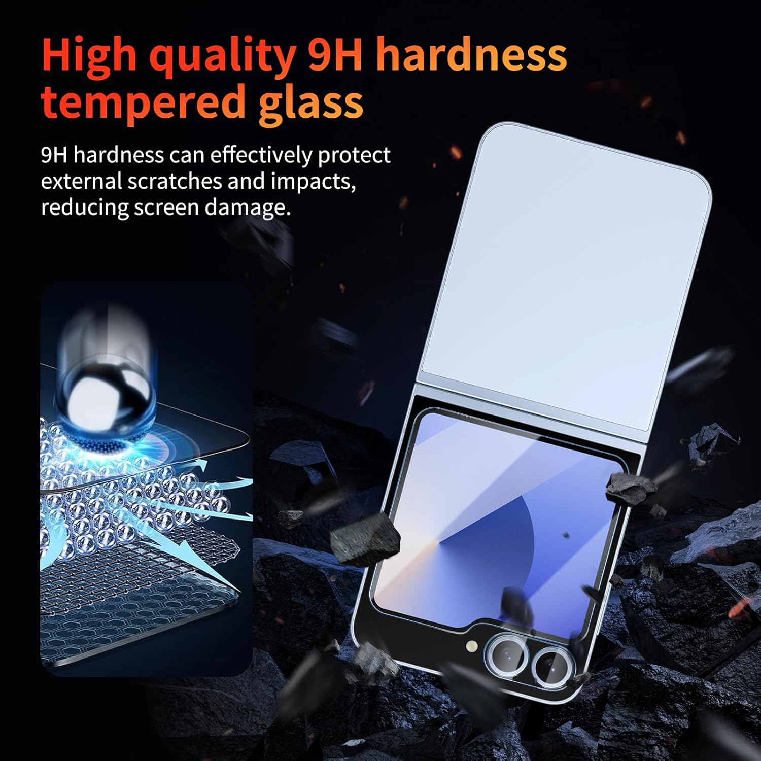 3 Pack Screen Protector for Samsung Galaxy Z Flip 6 6.7 inch with 3 Pack Camera Lens Protector, Tempered Glass Film Anti Scratch, 9H Hardness, HD Clear, Case Friendly