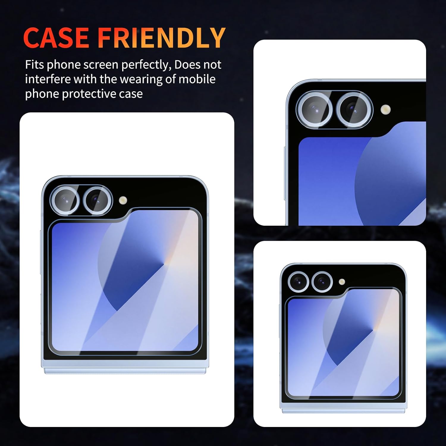 3 Pack Screen Protector for Samsung Galaxy Z Flip 6 6.7 inch with 3 Pack Camera Lens Protector, Tempered Glass Film Anti Scratch, 9H Hardness, HD Clear, Case Friendly