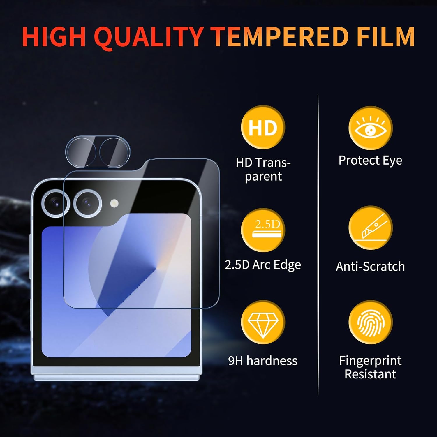 3 Pack Screen Protector for Samsung Galaxy Z Flip 6 6.7 inch with 3 Pack Camera Lens Protector, Tempered Glass Film Anti Scratch, 9H Hardness, HD Clear, Case Friendly