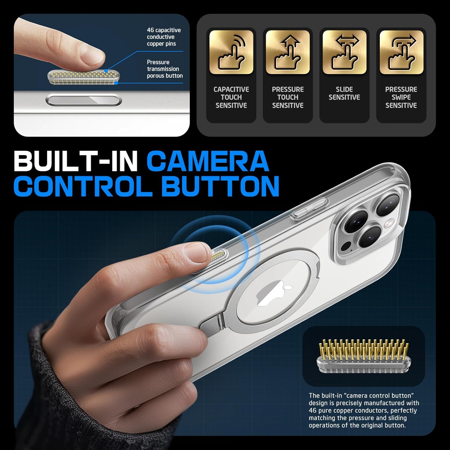 Custodia SUPCASE per iPhone 16 Pro Max con pulsante di acquisizione del controllo della fotocamera (Unicorn Beetle Mag), [supporto integrato] [compatibile con MagSafe] [Protezione di livello militare] Custodia magnetica trasparente per telefono, Crystal