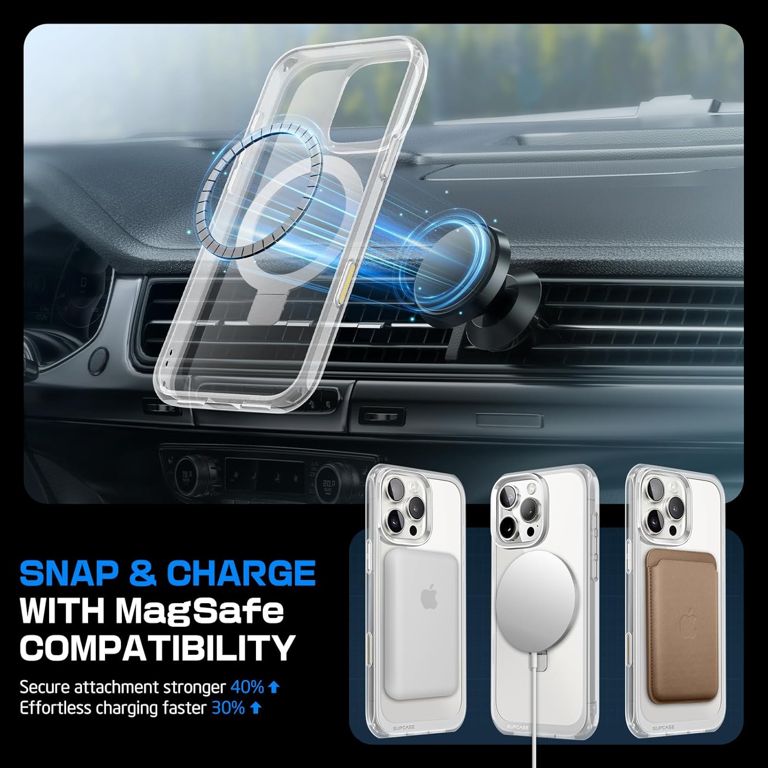 Custodia SUPCASE per iPhone 16 Pro Max con pulsante di acquisizione del controllo della fotocamera (Unicorn Beetle Mag), [supporto integrato] [compatibile con MagSafe] [Protezione di livello militare] Custodia magnetica trasparente per telefono, Crystal