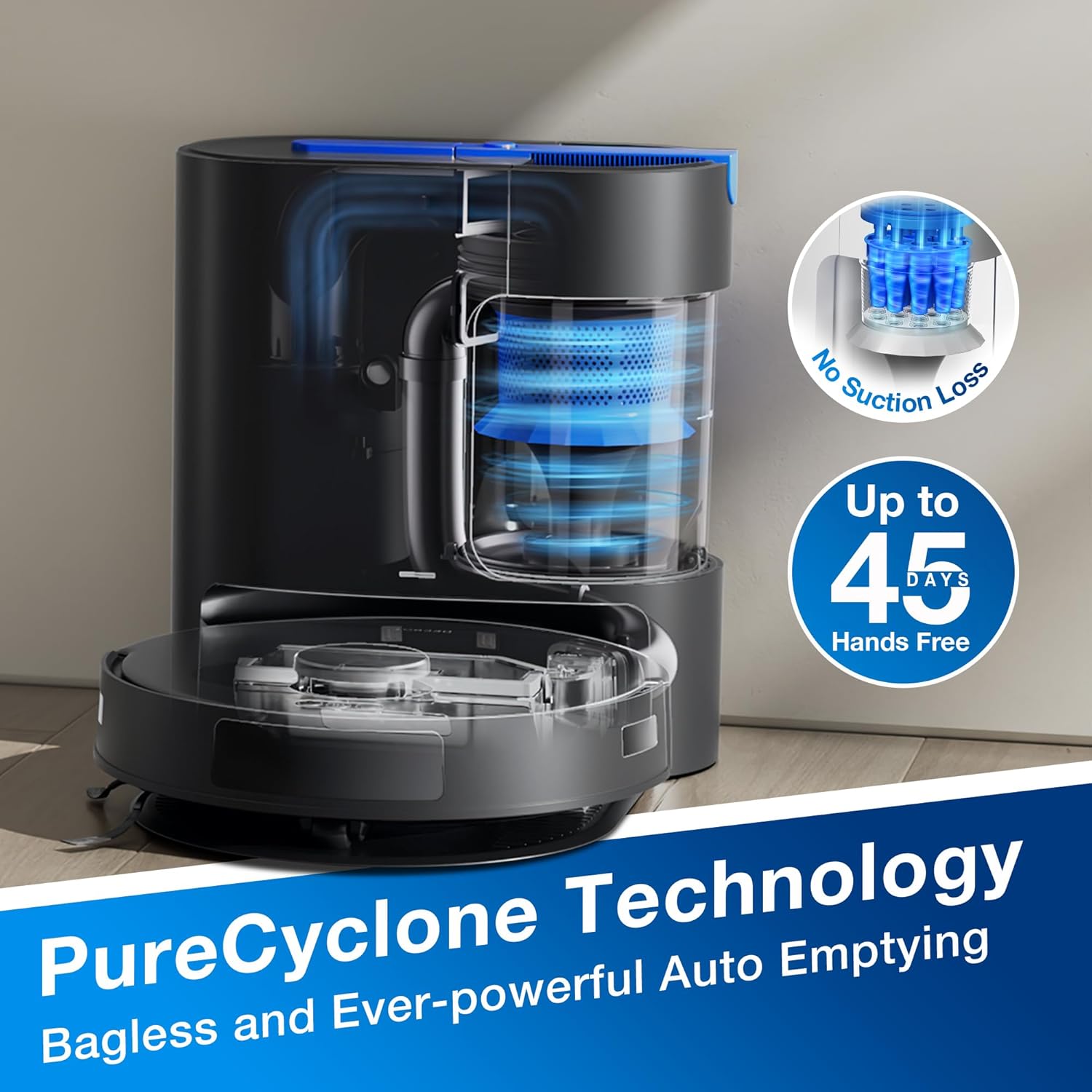 ECOVACS DEEBOT N20 Plus Robot Vacuum and Mop,with Bagless Self Emptying Station,8000Pa Powerful Suction,Anti-Tangle Technology,45-Day Capacity,300 Minutes Runtime,Perfect for Pet Hair · v3