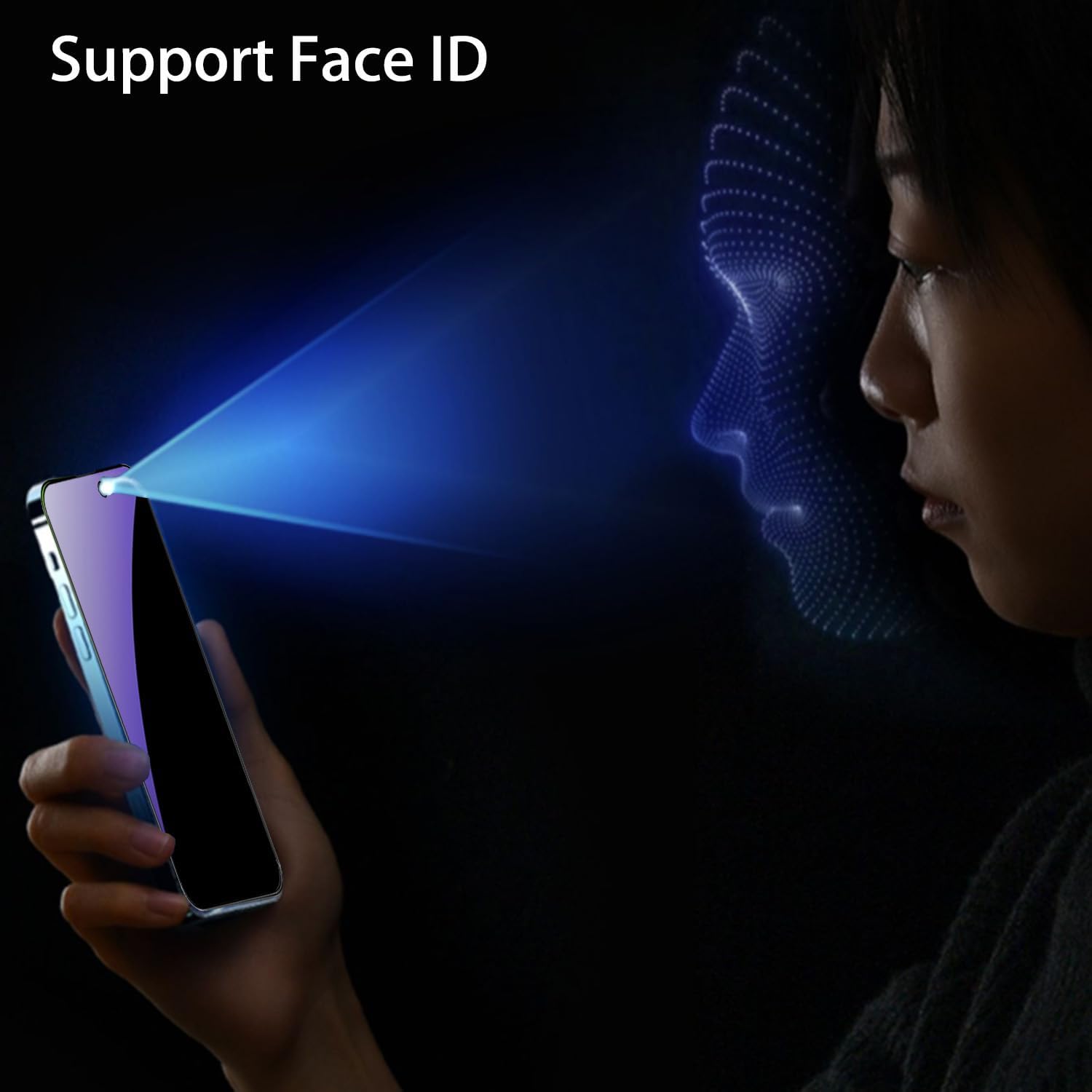 3 PCS Anti-Blue Privacy Tempered Glass for iPhone 16 Pro Anti-Spy Screen Protector Anti-Peeping Film 6.3 inch Blue