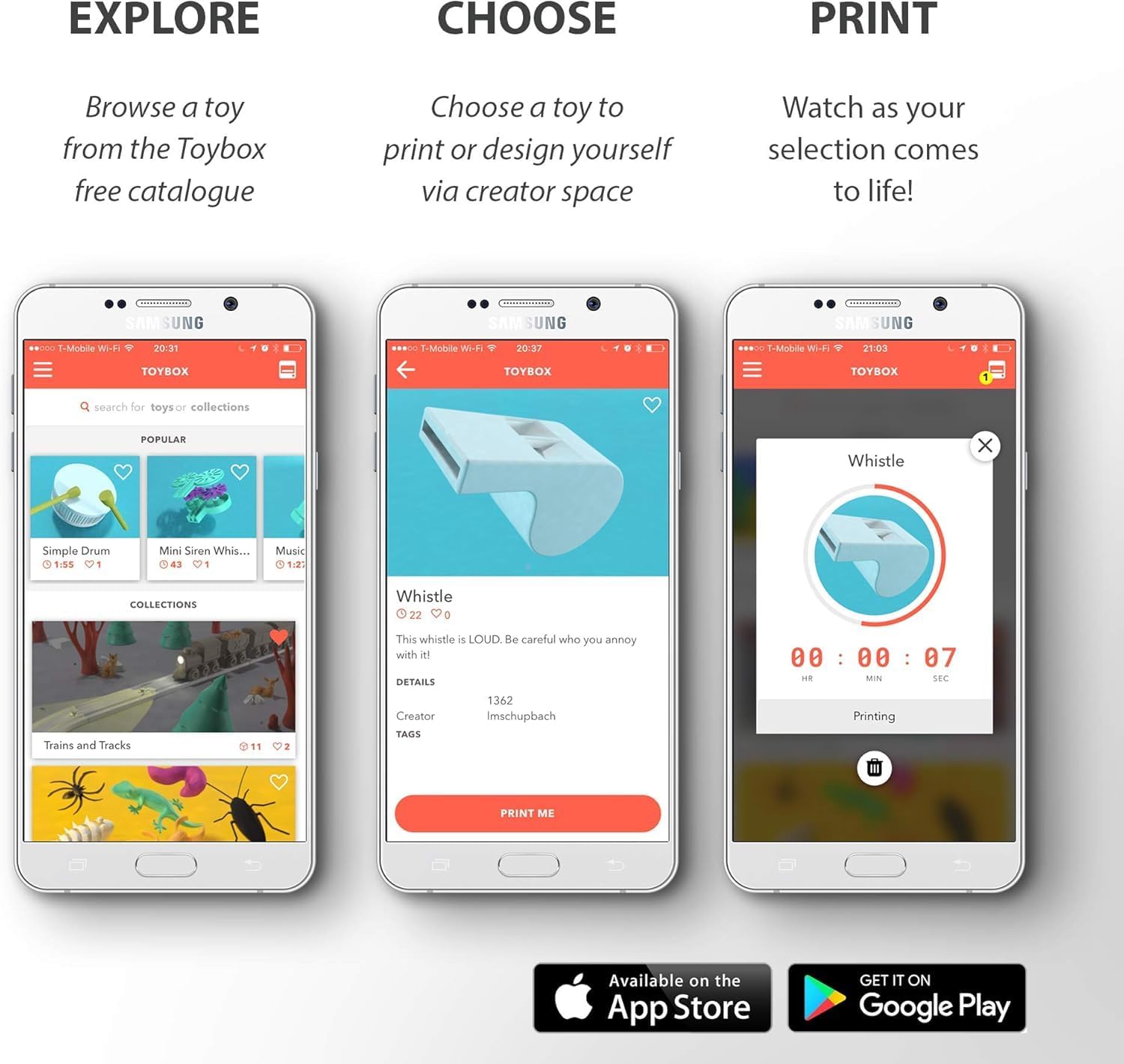 Toybox 3D 1-Touch Przyjazna dzieciom drukarka zabawek dla dzieci i 1 drukarka kokosowa Zestaw startowy żywności