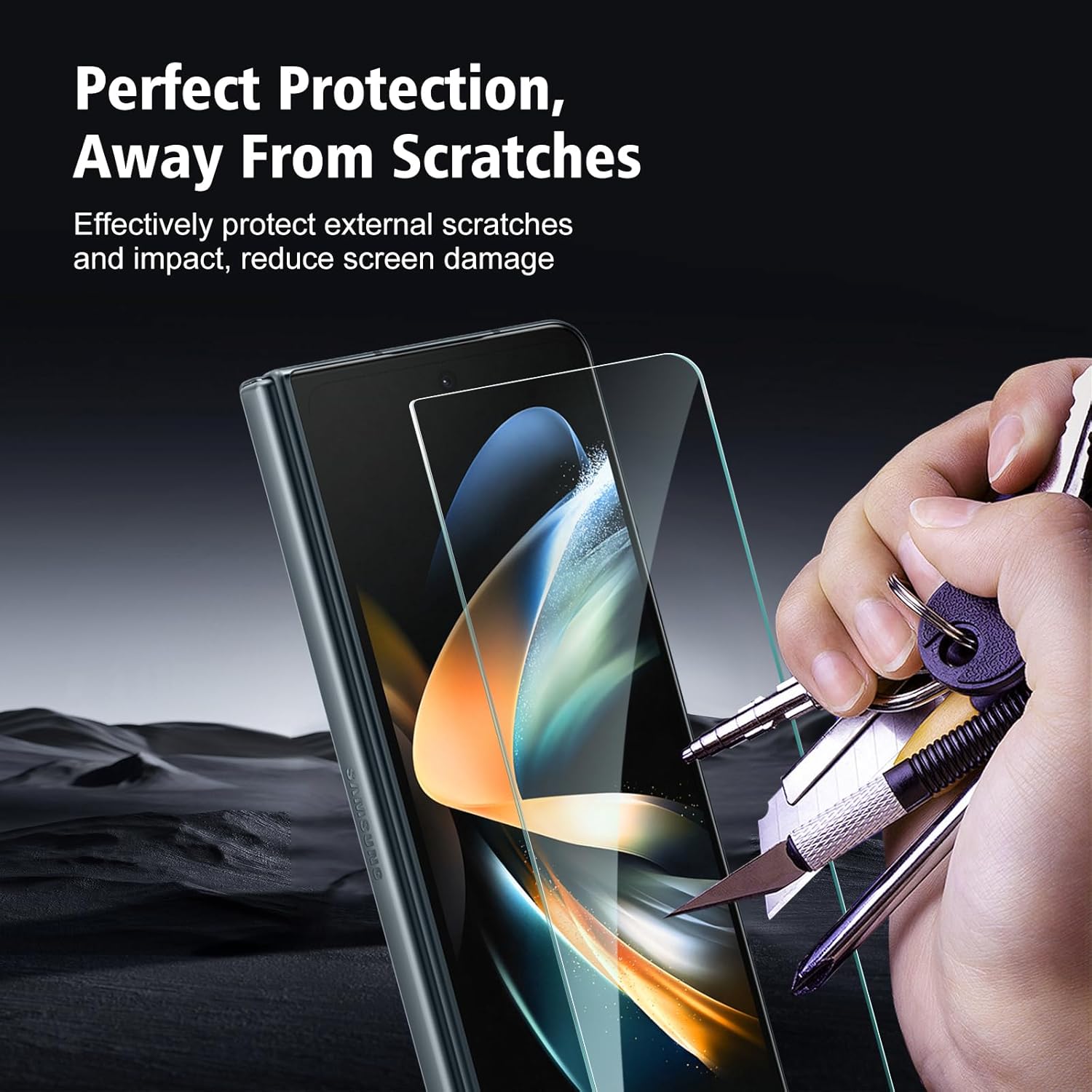 [3 3 Pack for Samsung Screen Galaxy Z Fold 4 Protector Tempered Glass with Camera Lens Protector, Protection Film 9H Hardness, Scratch Resistant, Case Friendly