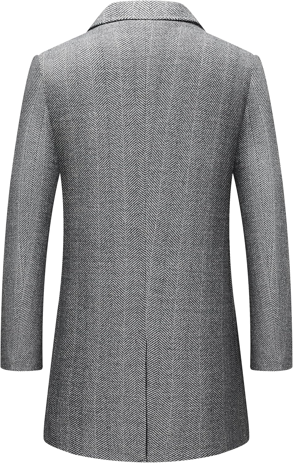 PRIJOUHE Mens Wool Trench Coat Single Breasted Slim Fit Mid-Length Notched Collar Winter Overcoat Quilted Pea Coats · v2