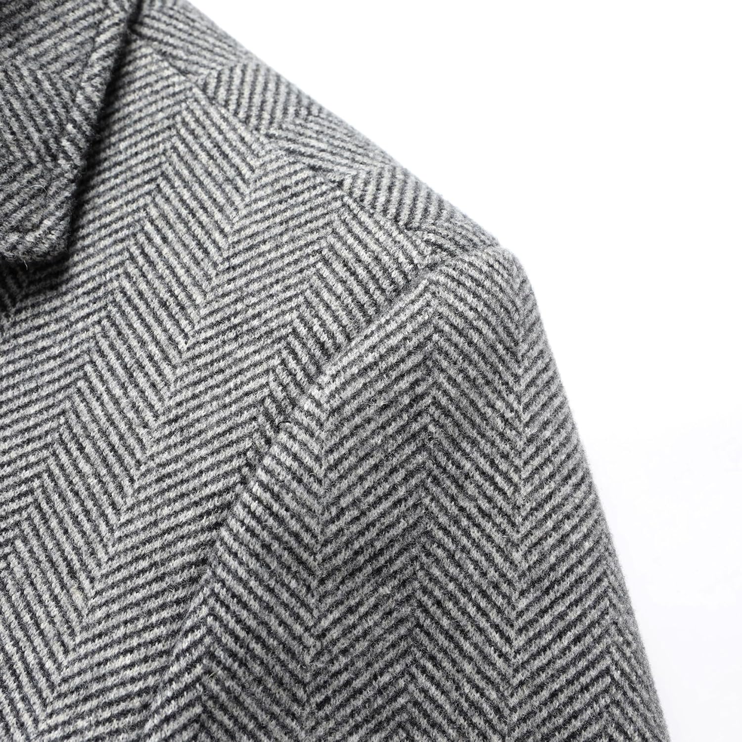 PRIJOUHE Mens Wool Trench Coat Single Breasted Slim Fit Mid-Length Notched Collar Winter Overcoat Quilted Pea Coats · v2