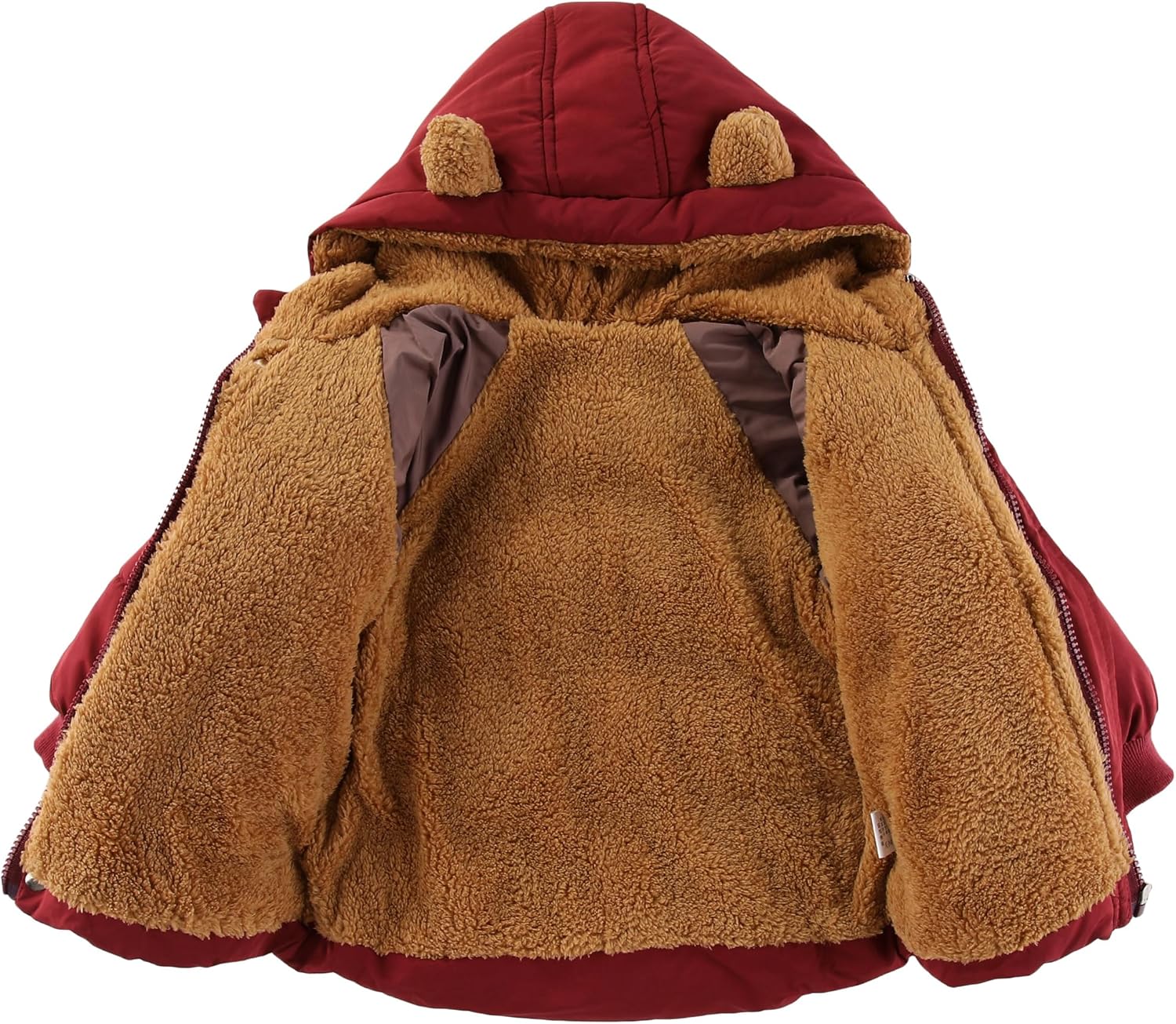 AIWUHE Toddler Winter Coat Boys Girls Down Jacket Hooded Fleece Warm Outwear 3D Ear Padded Puffer Jacket With Pockets 1-6Y
