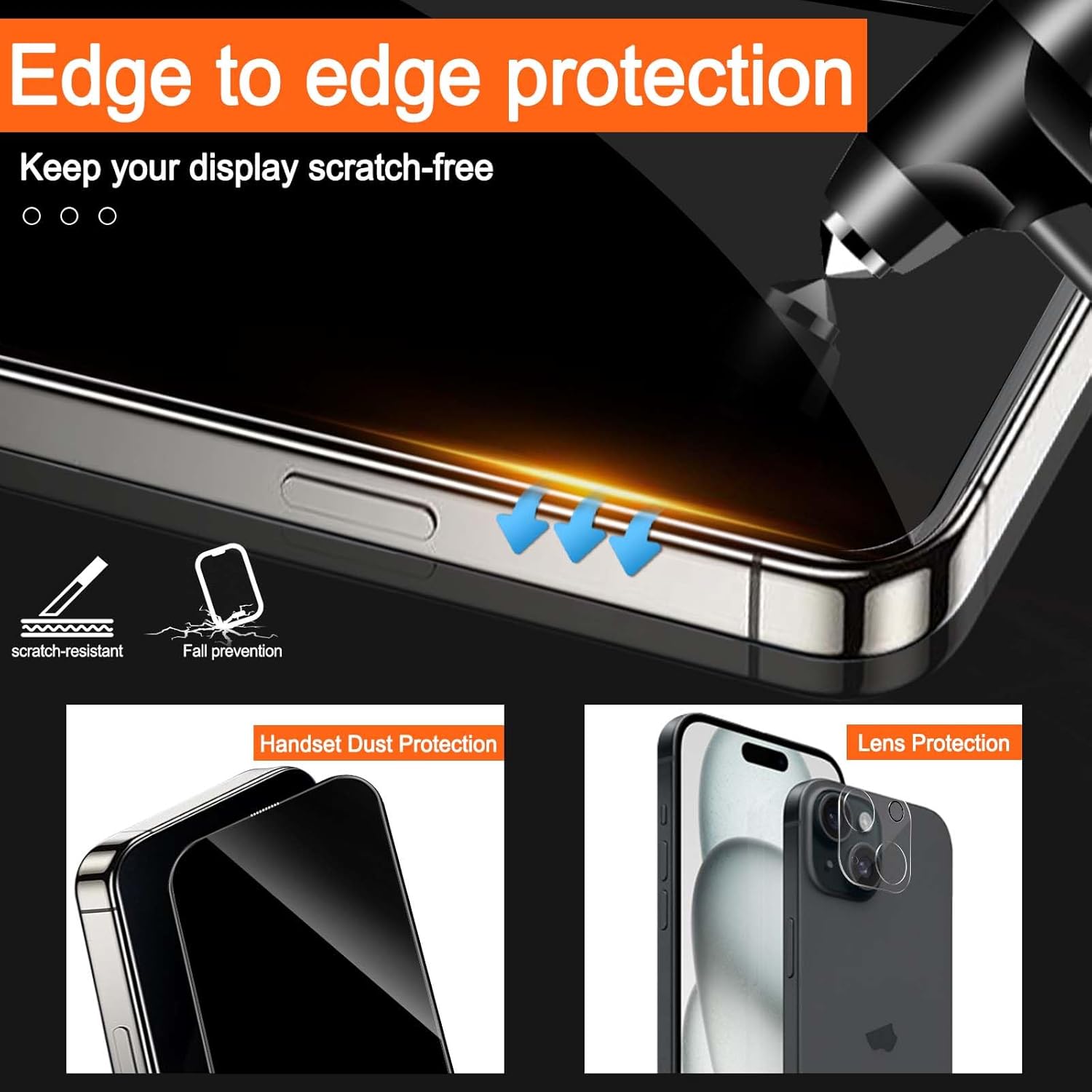 MONASAY Privacy Glass Screen Protector [1 Pack] Fit for iPhone 16 Plus 6.7 inch[Camera Lens Protector][Easy Installation] Matte anti-peep tempered screen Film Case Friendly · v2