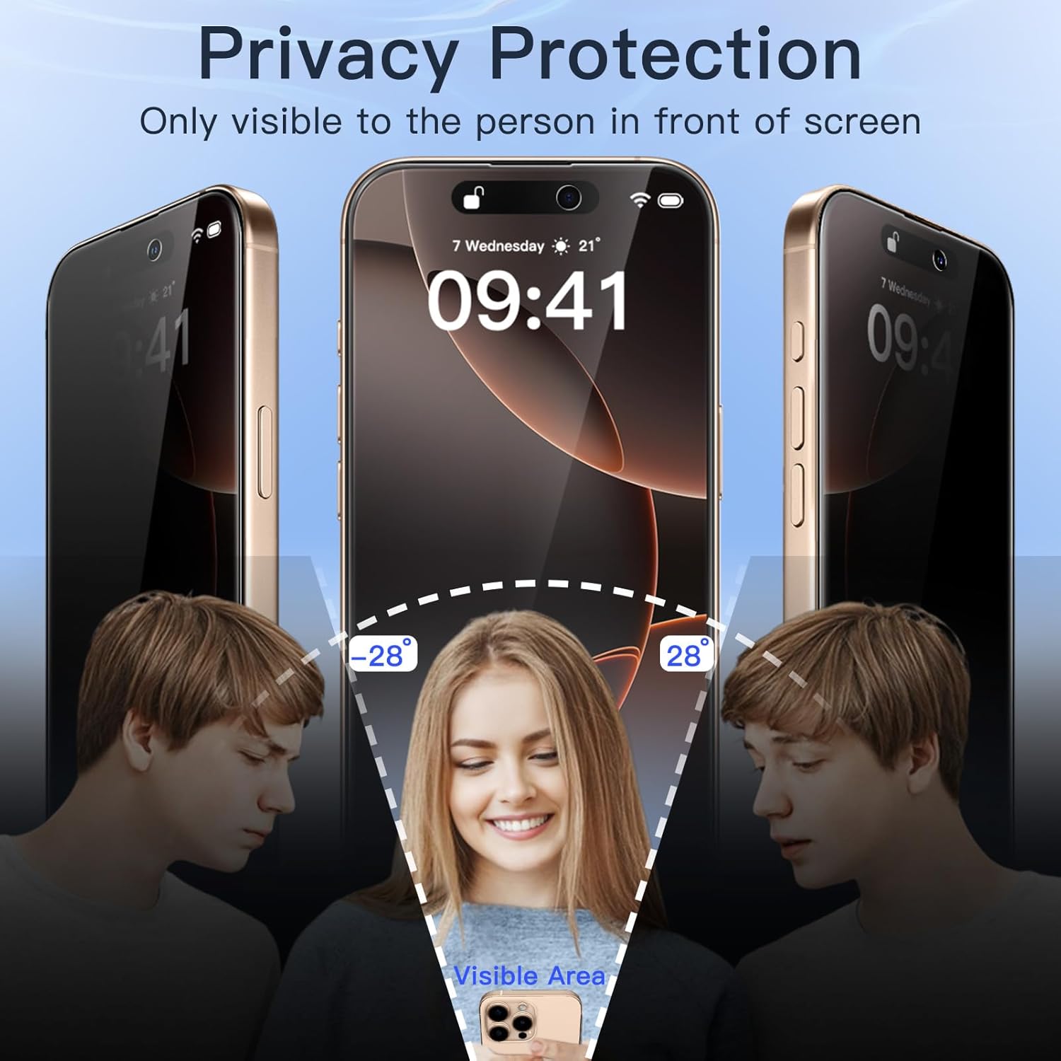 Protecteur d'écran à couverture complète JETech Privacy pour iPhone 16 Pro Max 6,9 pouces, film en verre trempé anti-espion Black Edge avec outil d'installation facile, compatible avec les étuis, lot de 2