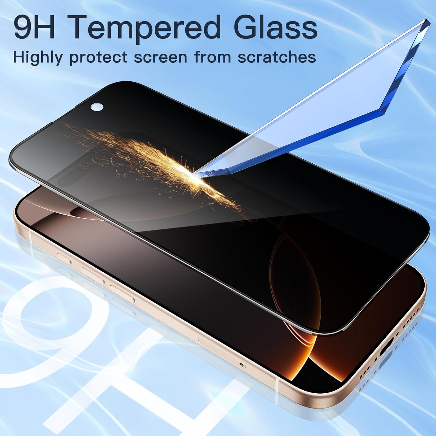 Protecteur d'écran à couverture complète JETech Privacy pour iPhone 16 Pro Max 6,9 pouces, film en verre trempé anti-espion Black Edge avec outil d'installation facile, compatible avec les étuis, lot de 2