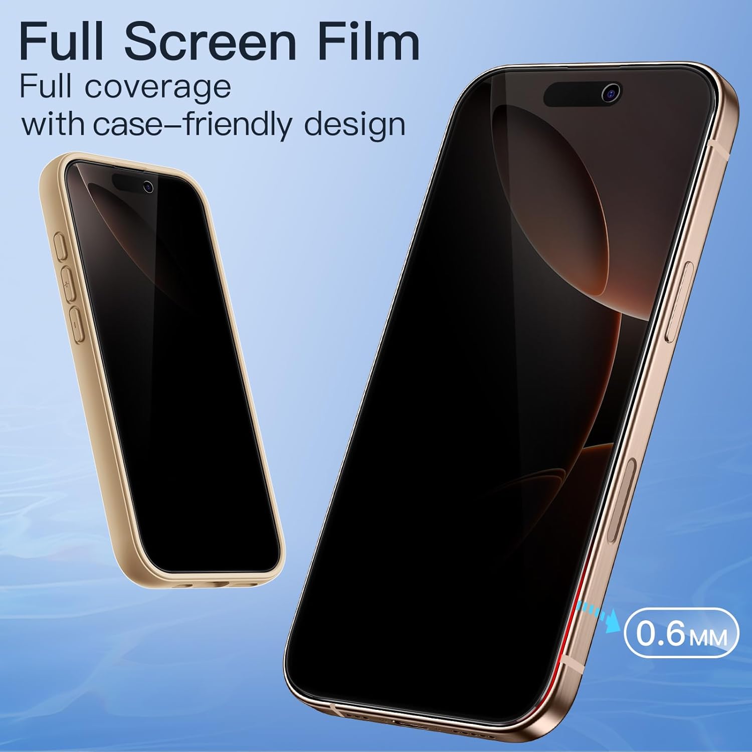 Protecteur d'écran à couverture complète JETech Privacy pour iPhone 16 Pro Max 6,9 pouces, film en verre trempé anti-espion Black Edge avec outil d'installation facile, compatible avec les étuis, lot de 2