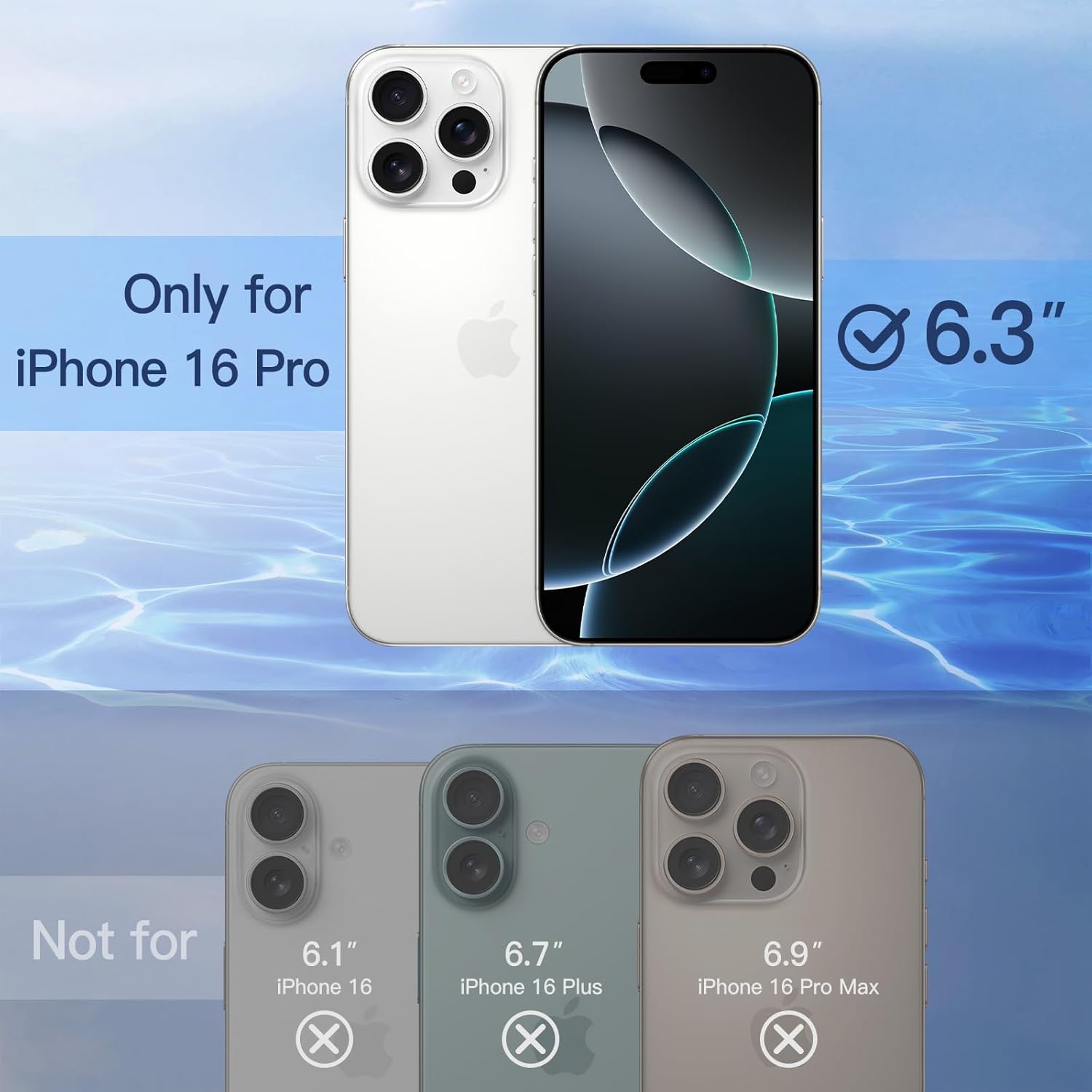 JETech Privacy Full Coverage 스크린 보호 필름 iPhone 16 Pro 6.3인치, 블랙 엣지 안티스파이 강화 유리 필름, 간편한 설치 도구 포함, 케이스 친화적, 2팩