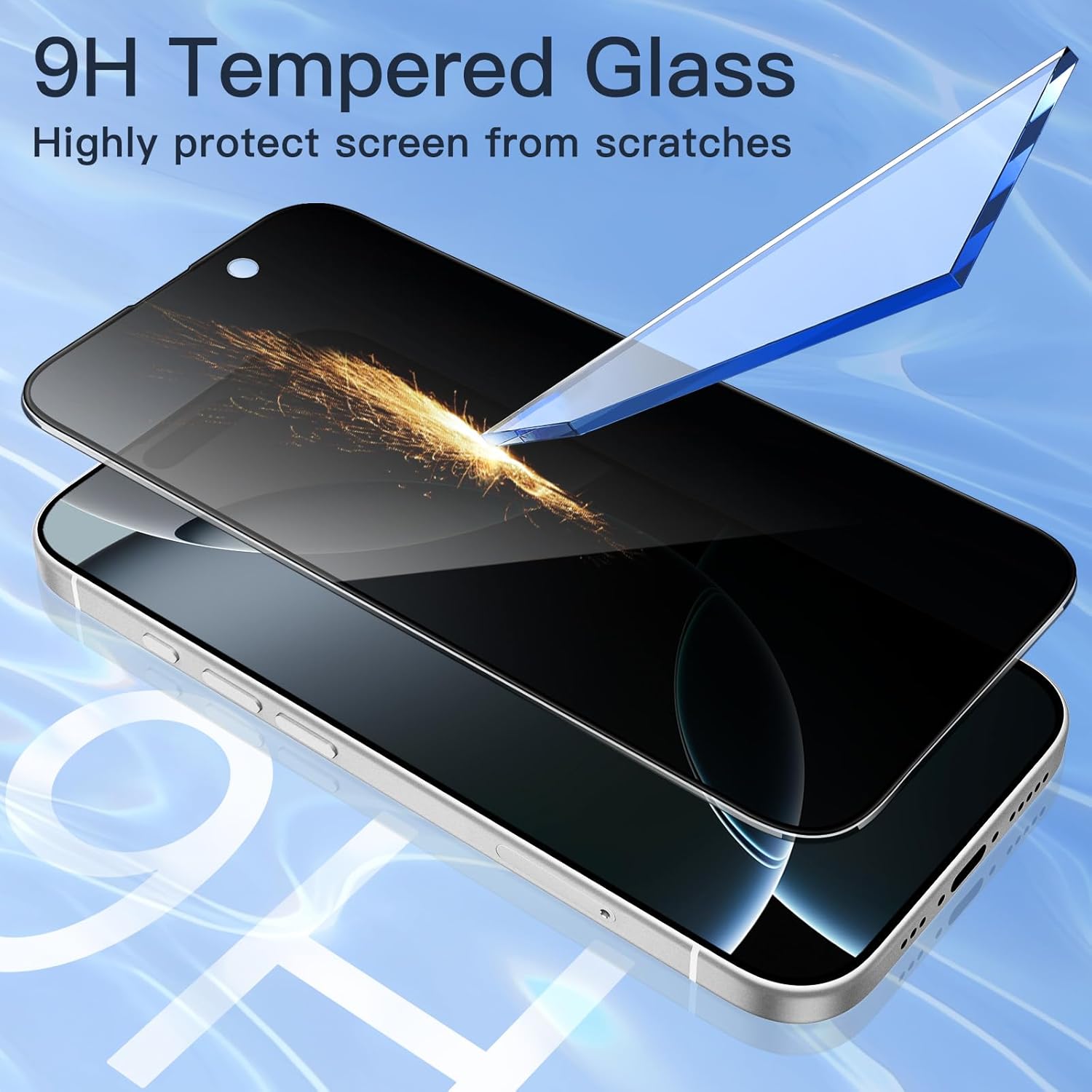 JETech Privacy Full Coverage 스크린 보호 필름 iPhone 16 Pro 6.3인치, 블랙 엣지 안티스파이 강화 유리 필름, 간편한 설치 도구 포함, 케이스 친화적, 2팩