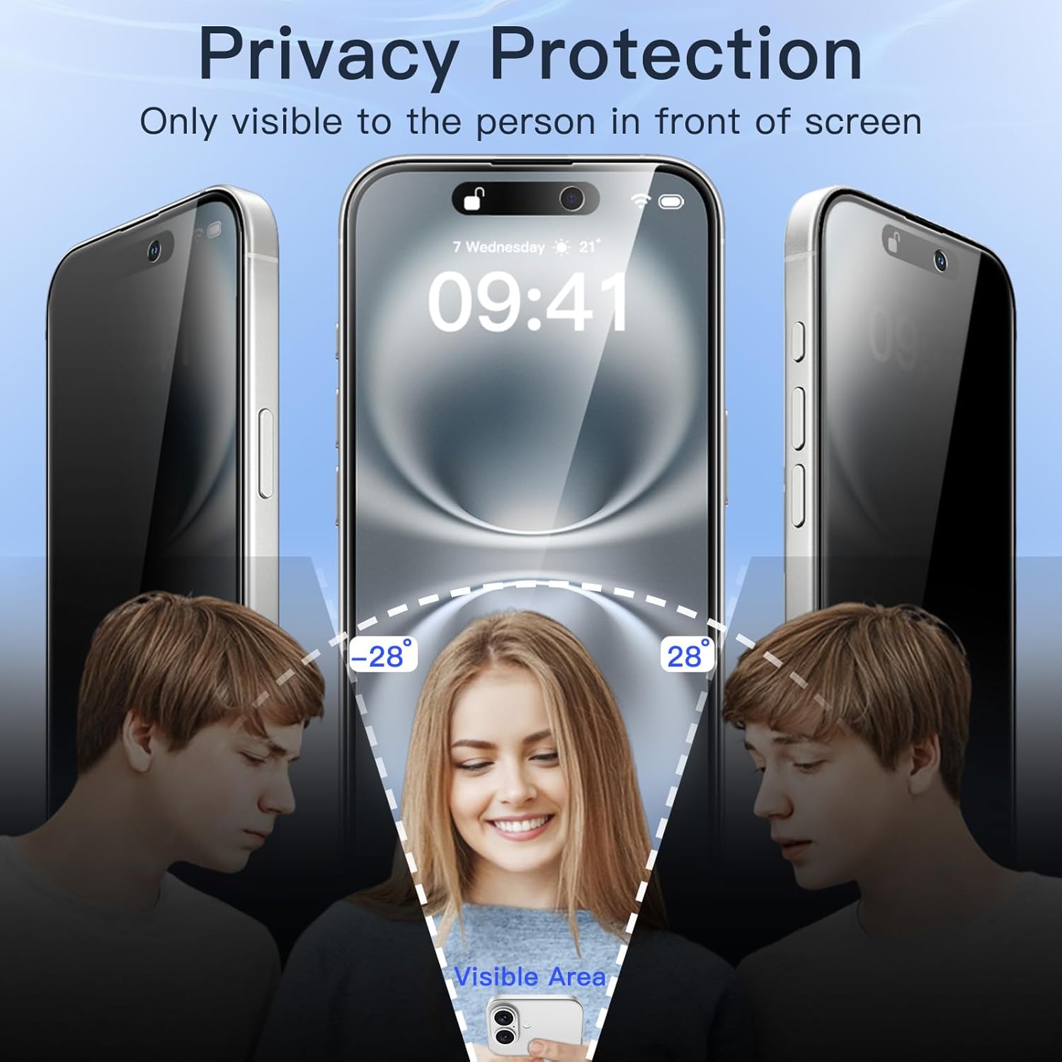 واقي شاشة JETech Privacy Full Coverage لهاتف iPhone 16 مقاس 6.1 بوصة، حافة سوداء من الزجاج المقوى المضاد للتجسس مع أداة تثبيت سهلة، مناسب للحافظة، عبوة من قطعتين