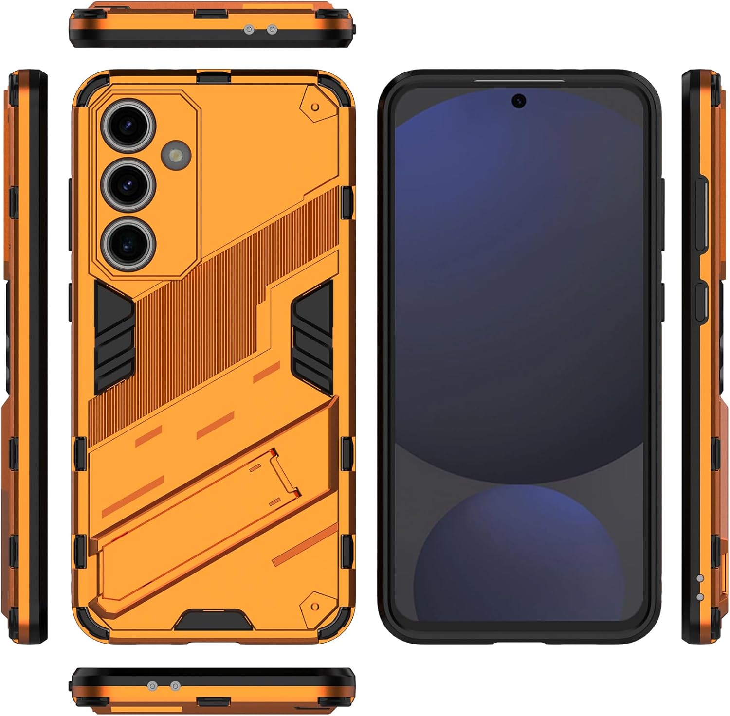 for Samsung Galaxy S24 FE Case Slim Kickstand Phone case,Compatible with Magnetic car Mount Phone Cover (Orange, Galaxy S24 FE) · v2