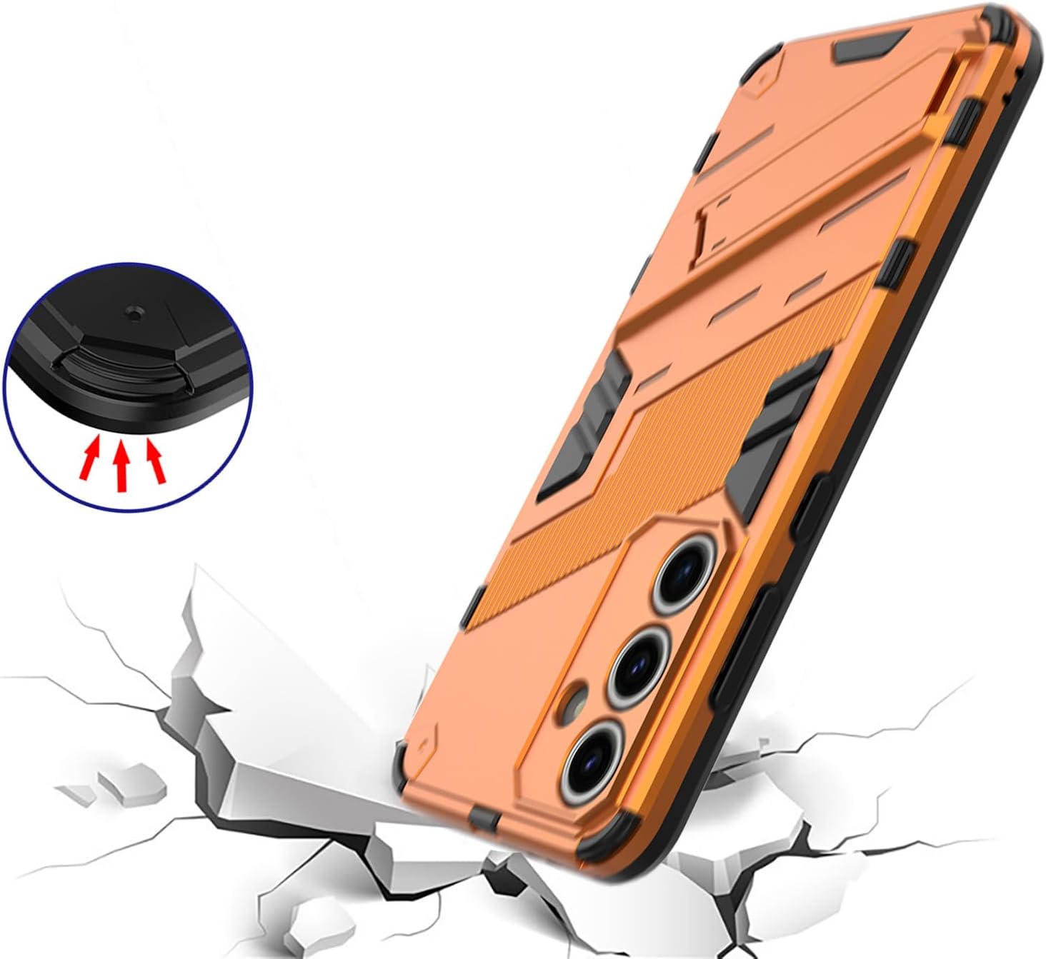 for Samsung Galaxy S24 FE Case Slim Kickstand Phone case,Compatible with Magnetic car Mount Phone Cover (Orange, Galaxy S24 FE) · v2