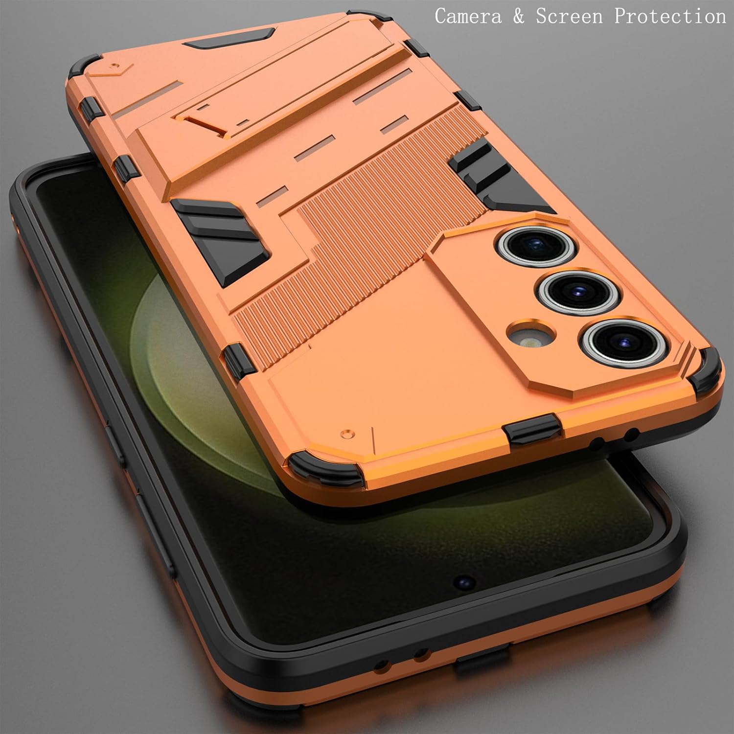 for Samsung Galaxy S24 FE Case Slim Kickstand Phone case,Compatible with Magnetic car Mount Phone Cover (Orange, Galaxy S24 FE) · v2