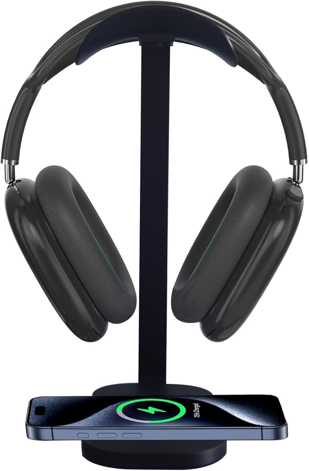 15W Kablosuz Şarjlı Kulaklık Standı, Masa için Kulaklık Standı, Alüminyum Destek Çubuklu Oyun Kulaklığı Tutacağı Silikon Ped Koltuk Başlığı Bose, Beats, Razer, Airpod Max, Sony PS4 ve benzeri için Uyumlu.