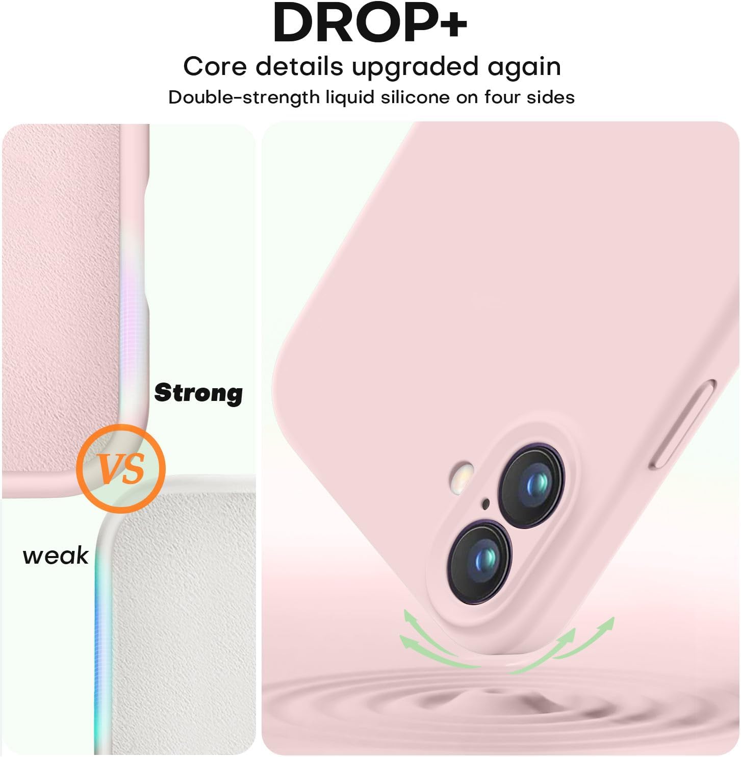 Vooii Compatible with iPhone 16 Plus Case, Liquid Silicone Upgrade [Camera Protection] [Soft Anti-Scratch Microfiber Lining] Shockproof Phone Case for iPhone 16 Plus 6.7 inch - Chalk Pink · v2