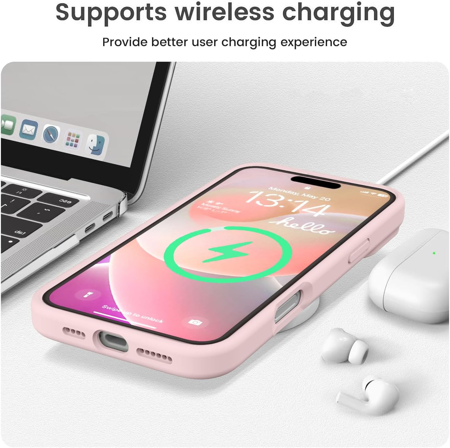Vooii Compatible with iPhone 16 Plus Case, Liquid Silicone Upgrade [Camera Protection] [Soft Anti-Scratch Microfiber Lining] Shockproof Phone Case for iPhone 16 Plus 6.7 inch - Chalk Pink · v2