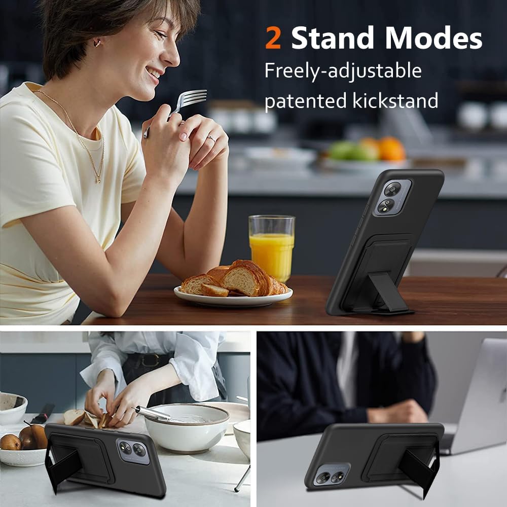 Compatible for Boost Celero5G SC 2024 Phone Case with Tempered Glass Screen Protector, Folding Kickstand/Stand Wallet Card Holder/ Slots Protective Cover Case for Boost Celero 5G SC 2024 - Black