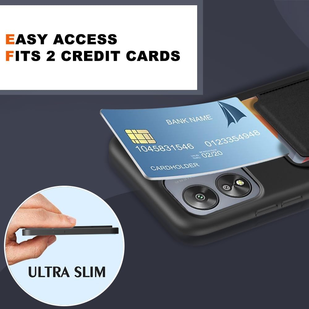Compatible for Boost Celero5G SC 2024 Phone Case with Tempered Glass Screen Protector, Folding Kickstand/Stand Wallet Card Holder/ Slots Protective Cover Case for Boost Celero 5G SC 2024 - Black