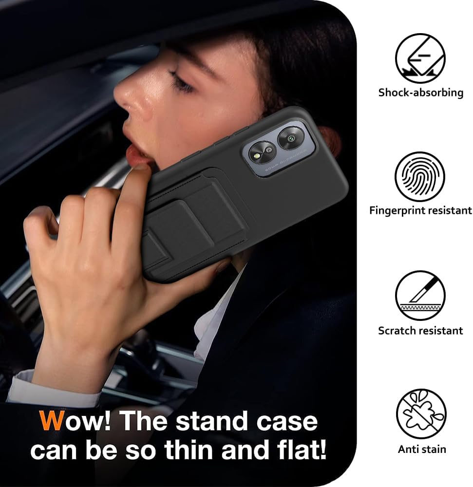 Compatible for Boost Celero5G SC 2024 Phone Case with Tempered Glass Screen Protector, Folding Kickstand/Stand Wallet Card Holder/ Slots Protective Cover Case for Boost Celero 5G SC 2024 - Black