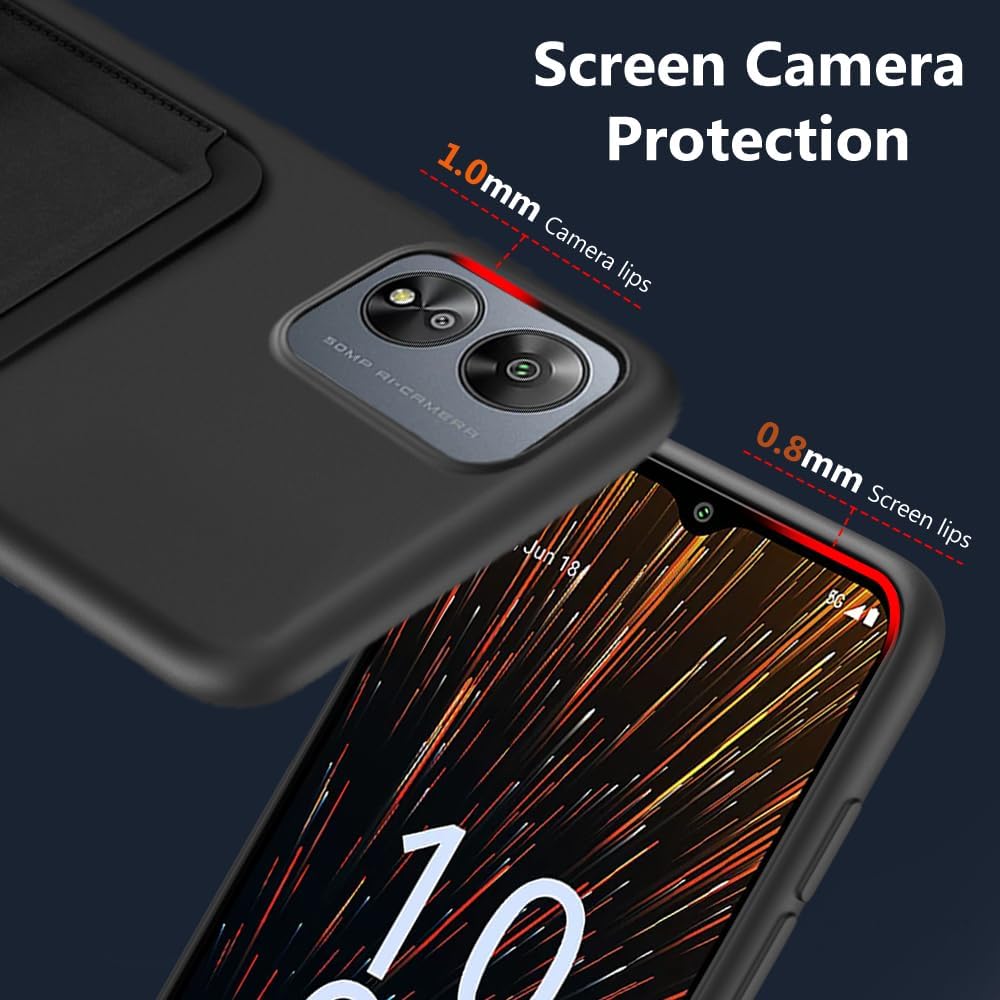 Compatible for Boost Celero5G SC 2024 Phone Case with Tempered Glass Screen Protector, Folding Kickstand/Stand Wallet Card Holder/ Slots Protective Cover Case for Boost Celero 5G SC 2024 - Black