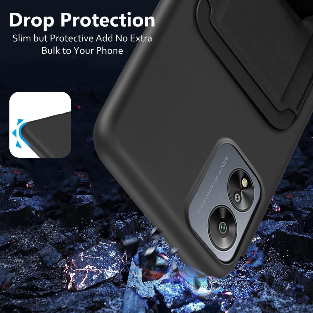 Compatible for Boost Celero5G SC 2024 Phone Case with Tempered Glass Screen Protector, Folding Kickstand/Stand Wallet Card Holder/ Slots Protective Cover Case for Boost Celero 5G SC 2024 - Black