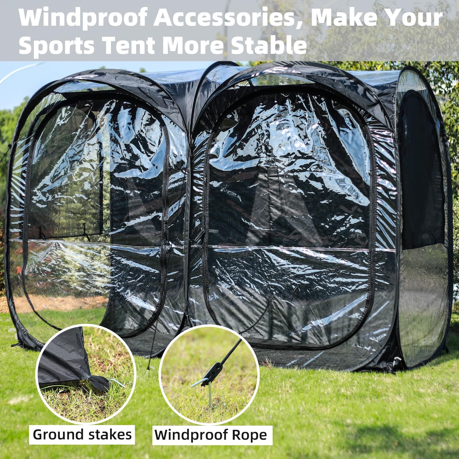 เต็นท์กีฬา Sportneer เต็นท์กีฬาแบบกางออกทันทีสำหรับ 2-4 คน ขนาด 46 x 92 x 63.5 นิ้ว เต็นท์กีฬาแบบใส กันน้ำ เหมาะสำหรับการตกปลา ตั้งแคมป์ และงานกีฬา ติดตั้งง่าย ถอดประกอบง่าย