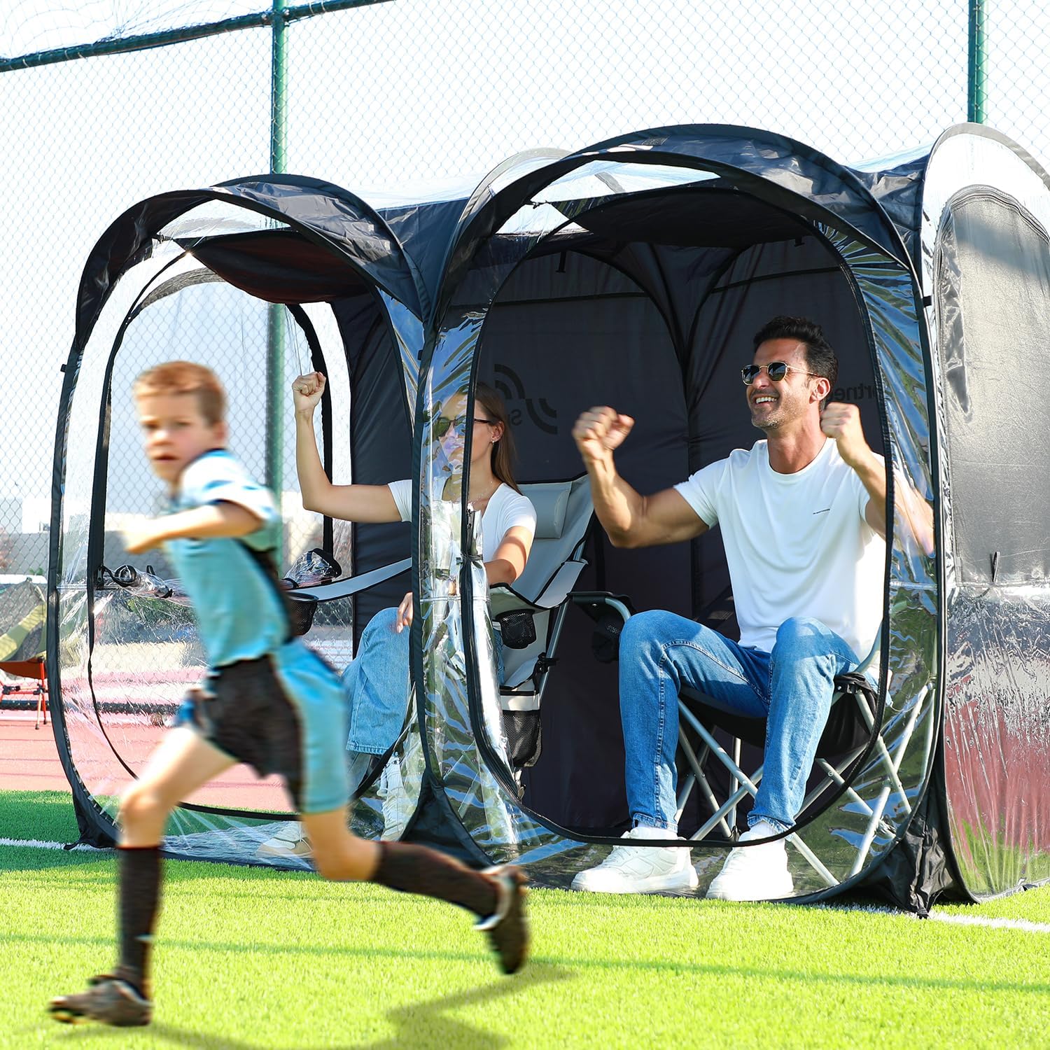 เต็นท์กีฬา Sportneer เต็นท์กีฬาแบบกางออกทันทีสำหรับ 2-4 คน ขนาด 46 x 92 x 63.5 นิ้ว เต็นท์กีฬาแบบใส กันน้ำ เหมาะสำหรับการตกปลา ตั้งแคมป์ และงานกีฬา ติดตั้งง่าย ถอดประกอบง่าย