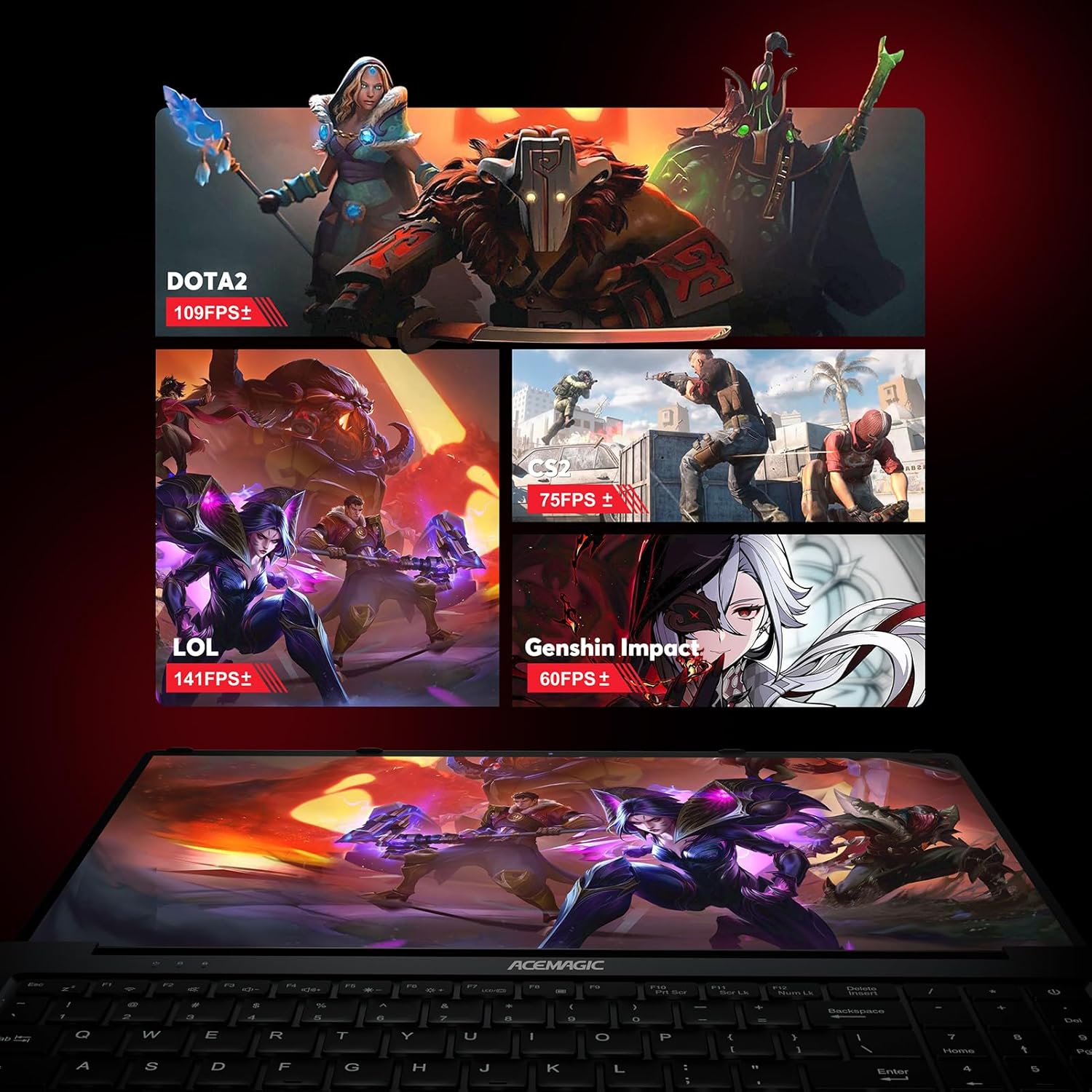 Ordinateur portable de jeu ACEMAGIC 2024 News, AMD Ryzen 7 5700U avec carte graphique Radeon RX Vega 8, écran FHD 16,1, 16 Go de RAM, SSD NVMe de 512 Go, clavier rétroéclairé, Type-C (fonction complète), WiFi 6, batterie 53 Wh