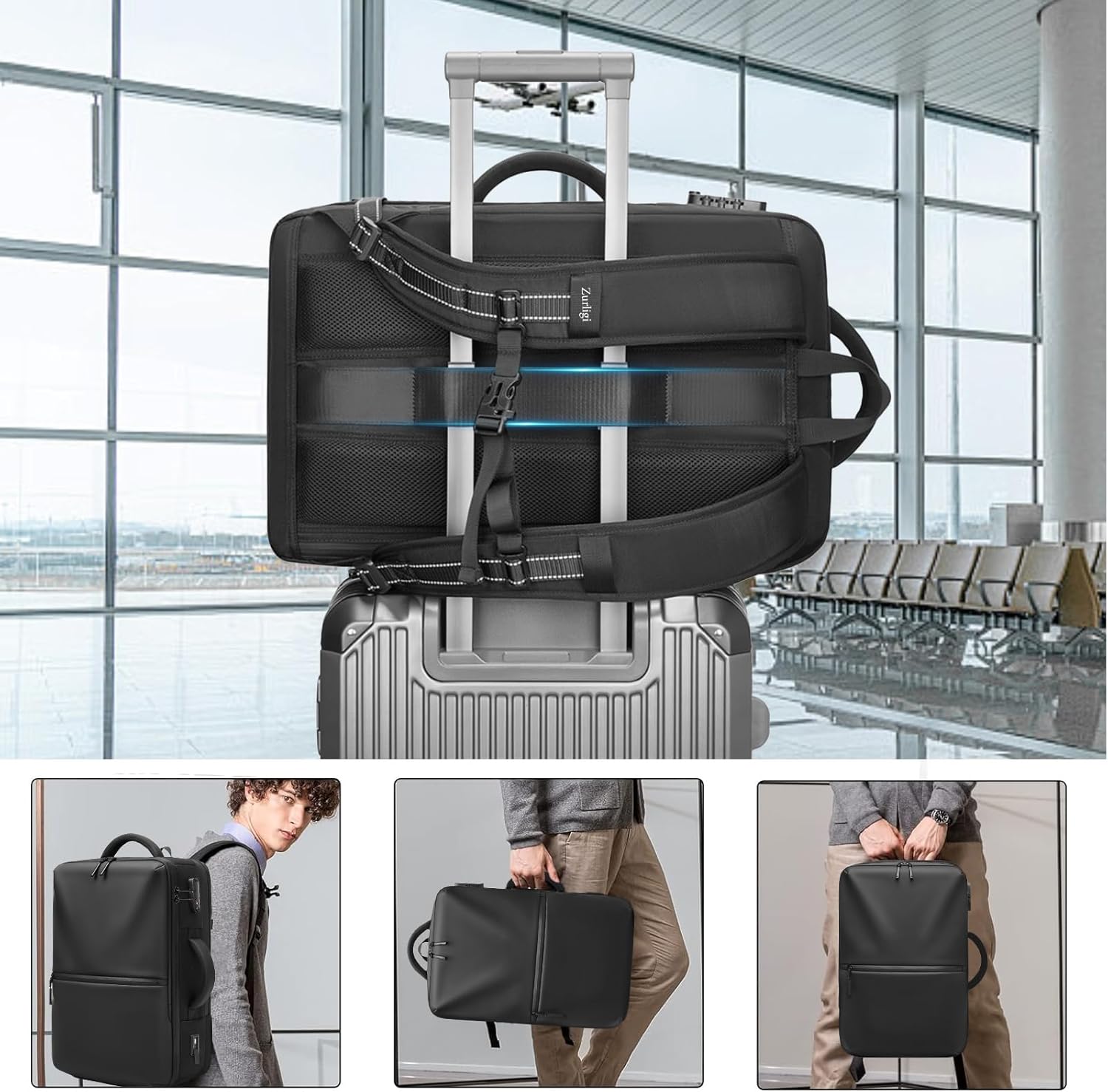 Zurligi Vacuum Backpack Travel - 70L Expandable Travel Backpack, Vacuum Compression Bag with Air Pump, USB Charging Port, Waterproof, Anti-Theft, Ideal for Laptop, Travel, Business, College, Camping · v3