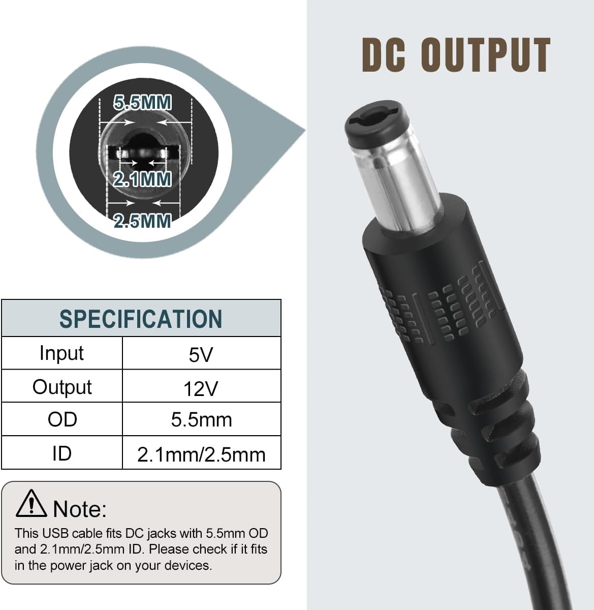 Lenink 12V USB Power Adapter Cord for Baby Car Camera with Inline Switch, 2 Packs 5V to DC 12V Voltage Step Up Converter Boost Cable for Powering Dash Cam, GPS, Router, Small Devices