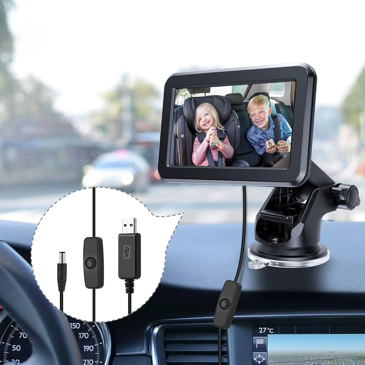 Lenink 12V USB Power Adapter Cord for Baby Car Camera with Inline Switch, 2 Packs 5V to DC 12V Voltage Step Up Converter Boost Cable for Powering Dash Cam, GPS, Router, Small Devices