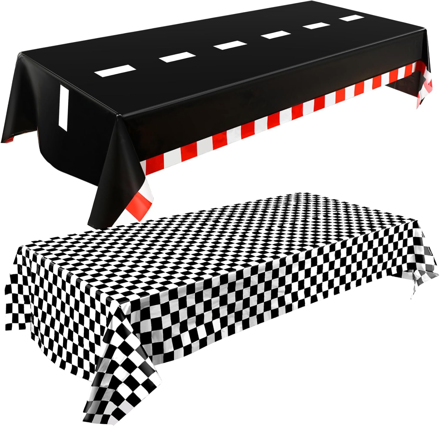 2 Packs Car Birthday Party Decorations Plastic Car Table Cloth Two Fast Disposable Race Road Checkered Party Supplies Car Theme Party Favors for Boys Birthday Baby Shower, 54 x 108 Inch · v2