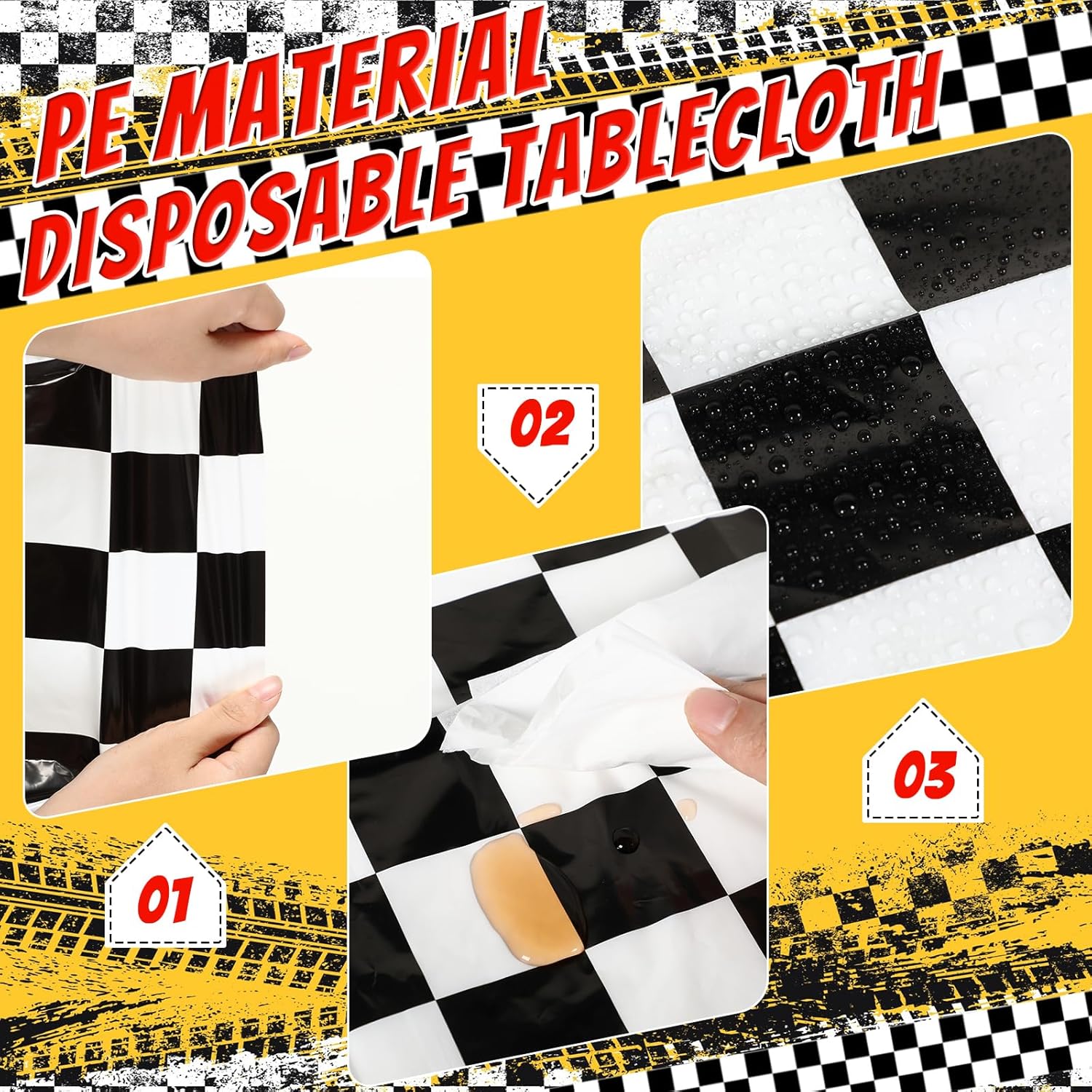 2 Packs Car Birthday Party Decorations Plastic Car Table Cloth Two Fast Disposable Race Road Checkered Party Supplies Car Theme Party Favors for Boys Birthday Baby Shower, 54 x 108 Inch · v2