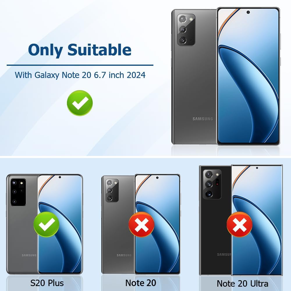 [3 2 Paket] Pelindung Layar Galaxy Note 20 dengan Pelindung Lensa Kamera, Kompatibel dengan Sidik Jari Ultrasonik, Bening HD, Kaca Tempered 9H Anti Gores untuk Pelindung Layar Kaca Samsung Galaxy Note 20 (6,7 Inci)