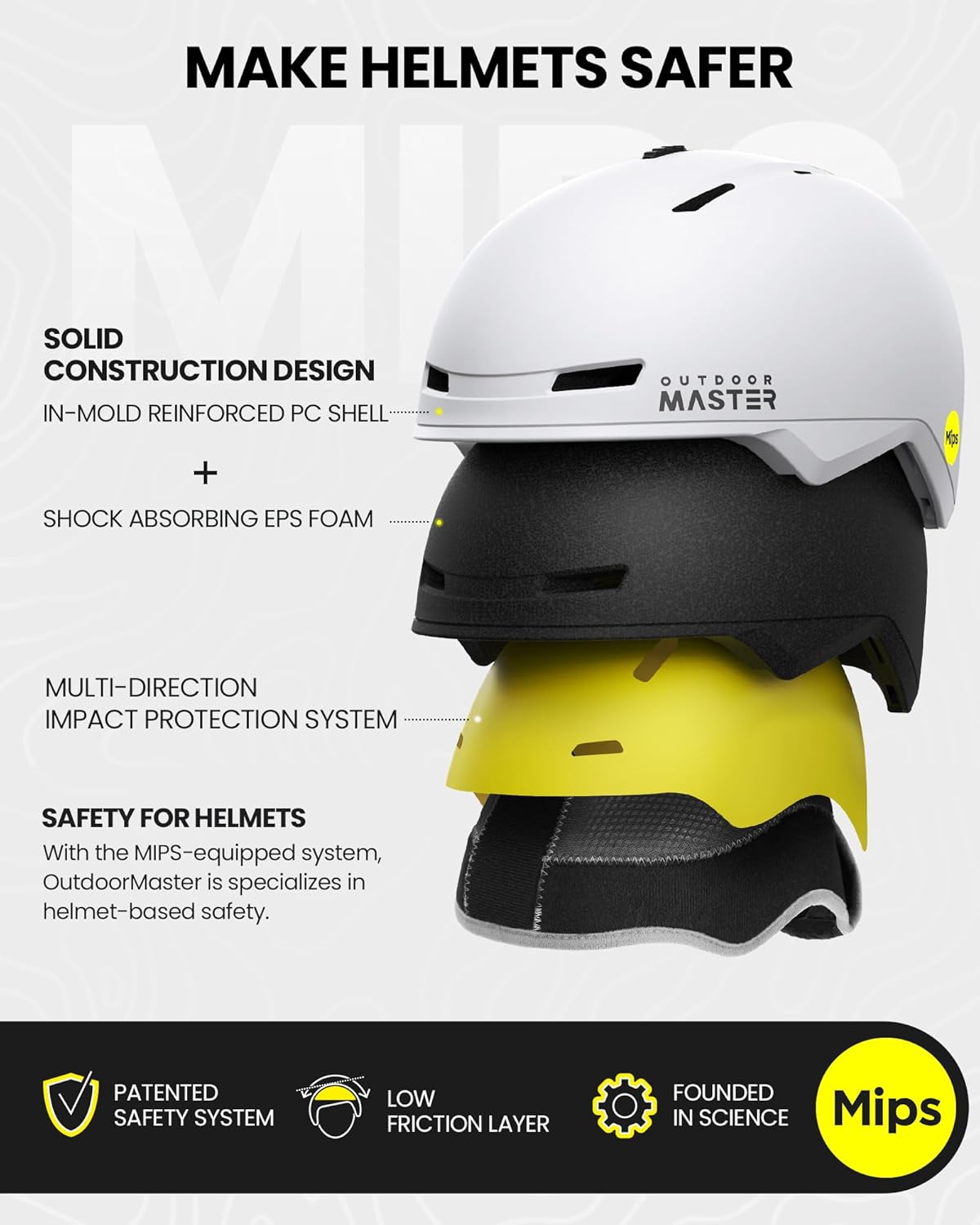 Casco de esquí OutdoorMaster Diamond II MIPS con gafas de esquí PRO Set, ajuste ajustable, conjunto de casco de snowboard y gafas de nieve, casco para deportes de nieve para hombre, mujer y joven
