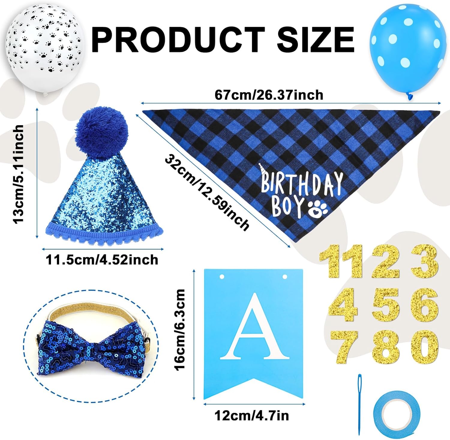 Blue Dog Birthday Party Decorations, Dog Birthday Party Supplies Hat Bandana Bib Dog Birthday Hat Dog Birthday Banner Puppy Birthday Decorations for Dogs Pets Puppy · v11